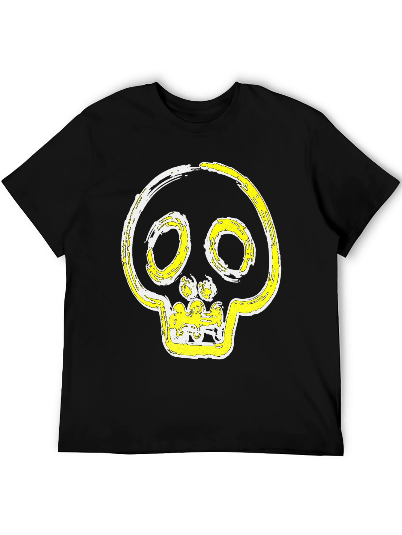 Black Skull Graphic Print T-Shirt - Modern Casual Tee view 5