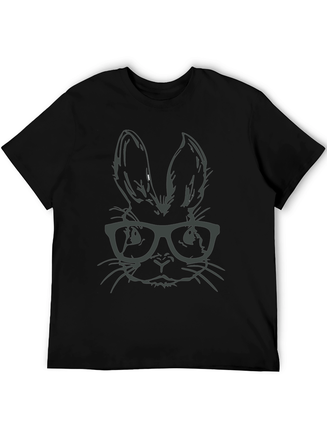 Black Hipster Bunny T-Shirt - Stylish Rabbit with Glasses view 5