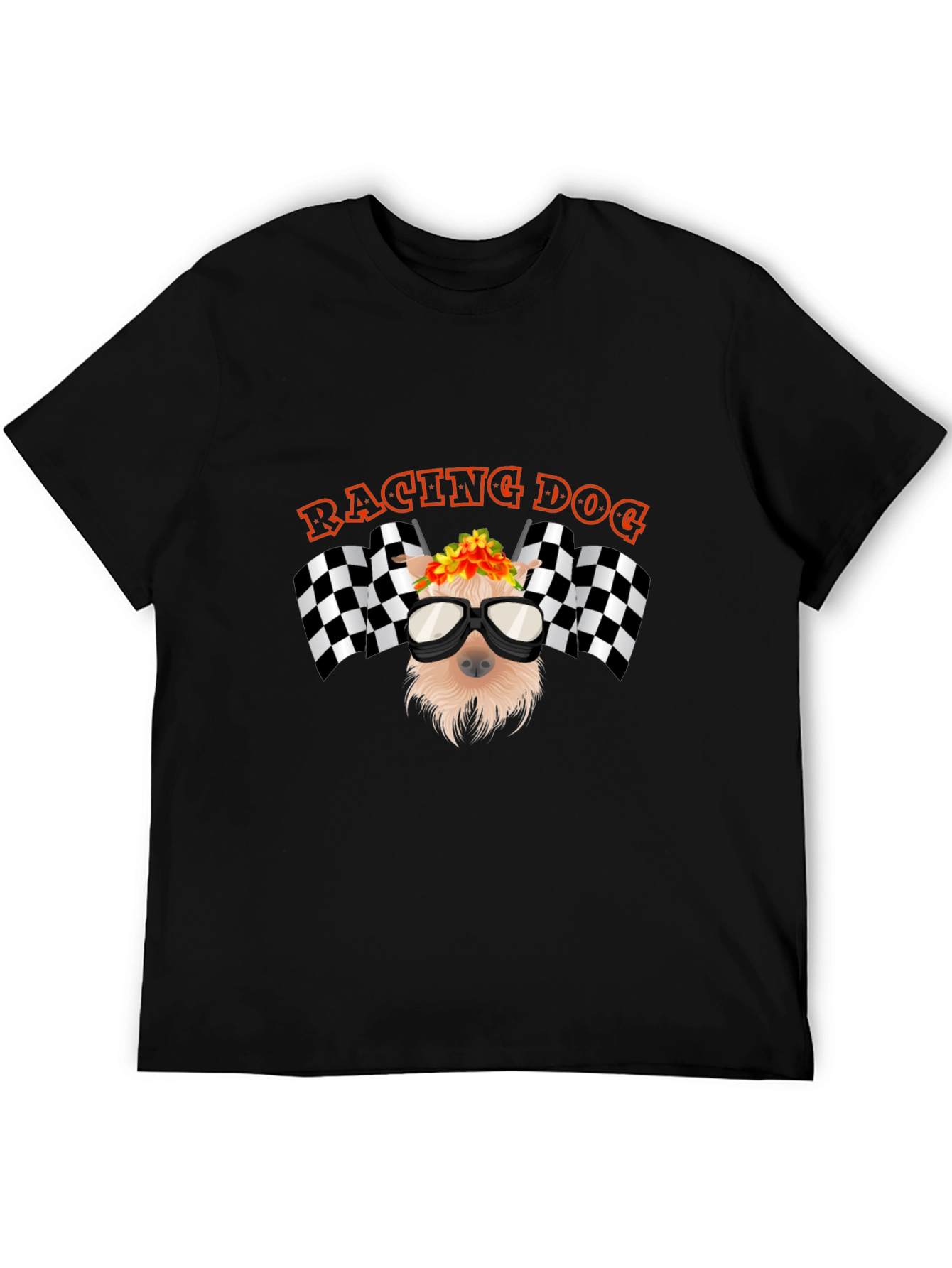 Black Racing Dog Graphic T-Shirt - Black Cotton Tee view 5