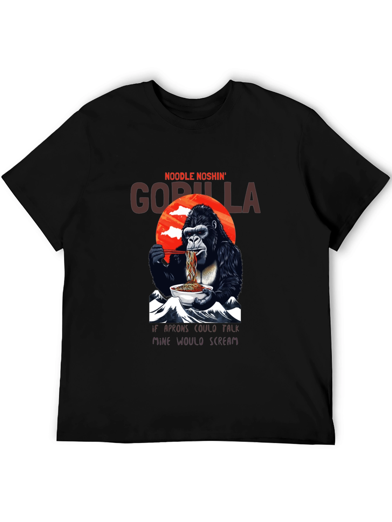 Black Noodle Noshing Gorilla T-Shirt view 5