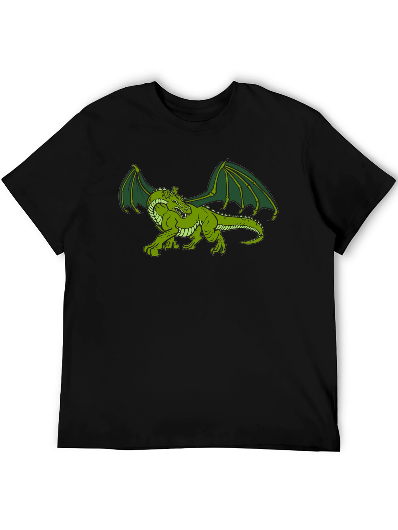 Black Green Dragon Graphic Tee - Fantasy T-Shirt view 5