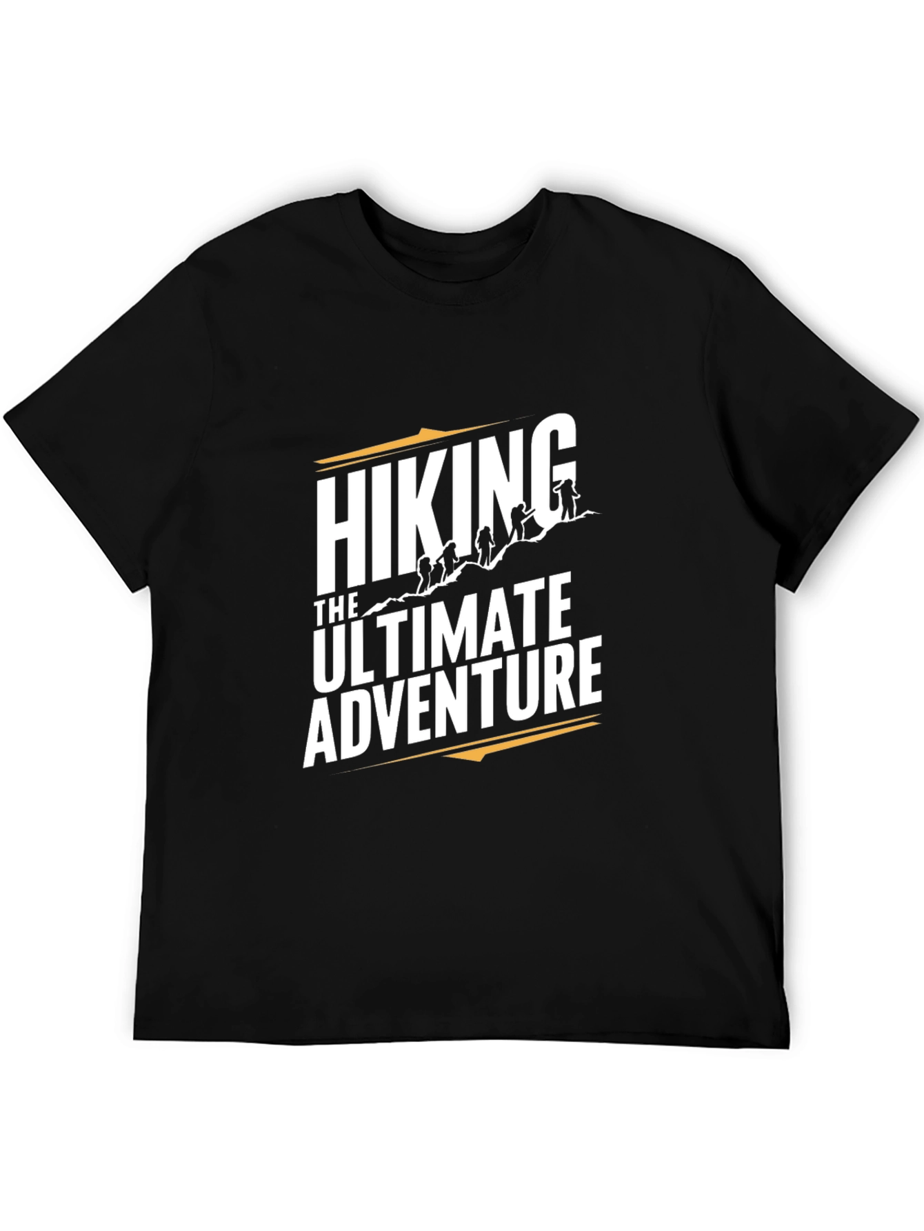 Black Hiking Adventure Graphic Tee - Black Cotton T-Shirt view 5
