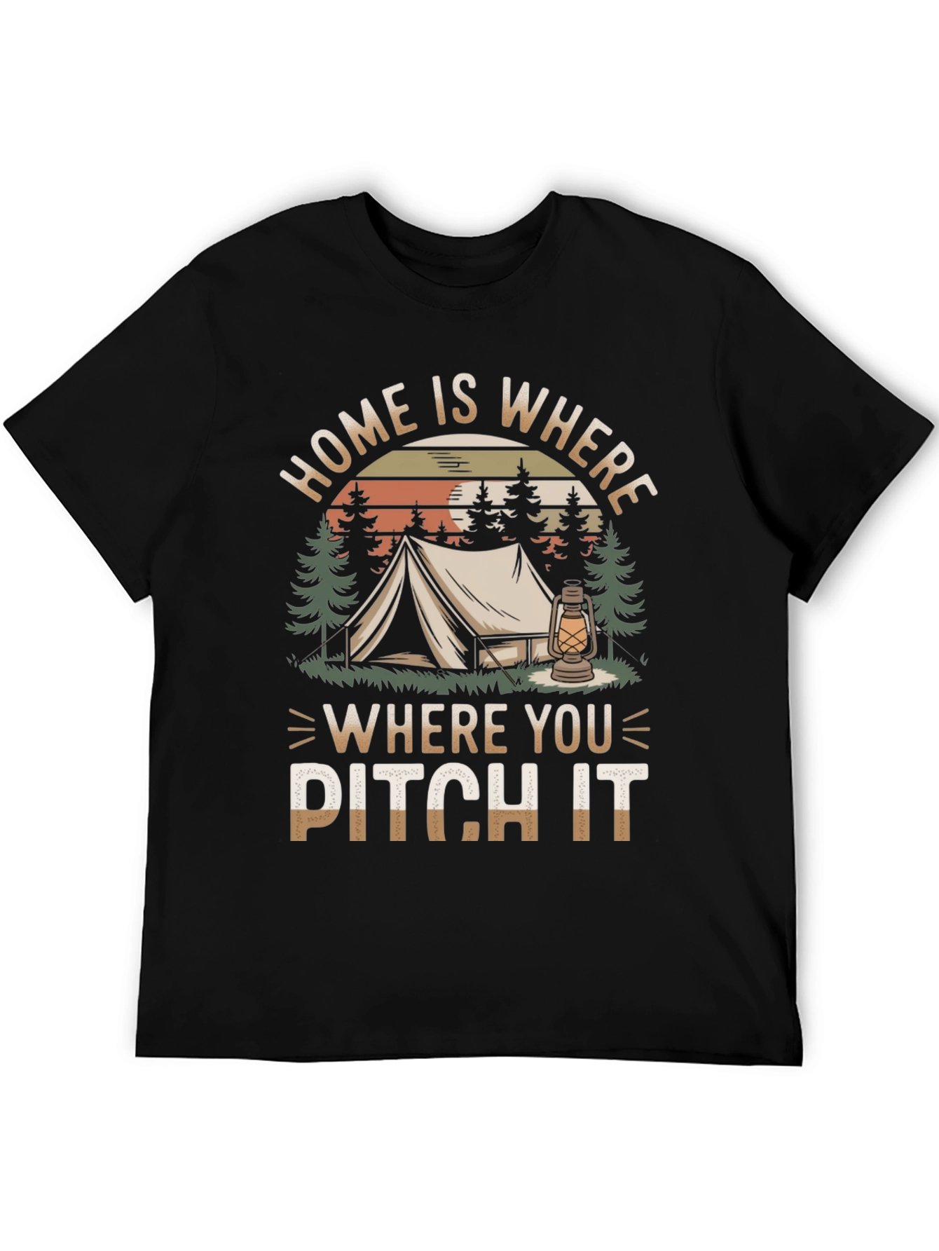 Black Home Is Where You Pitch It Camping T-Shirt view 5