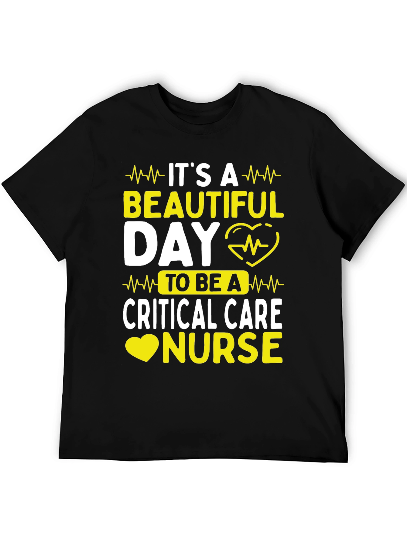 Black Critical Care Nurse T-Shirt - It's A Beautiful Day! view 5