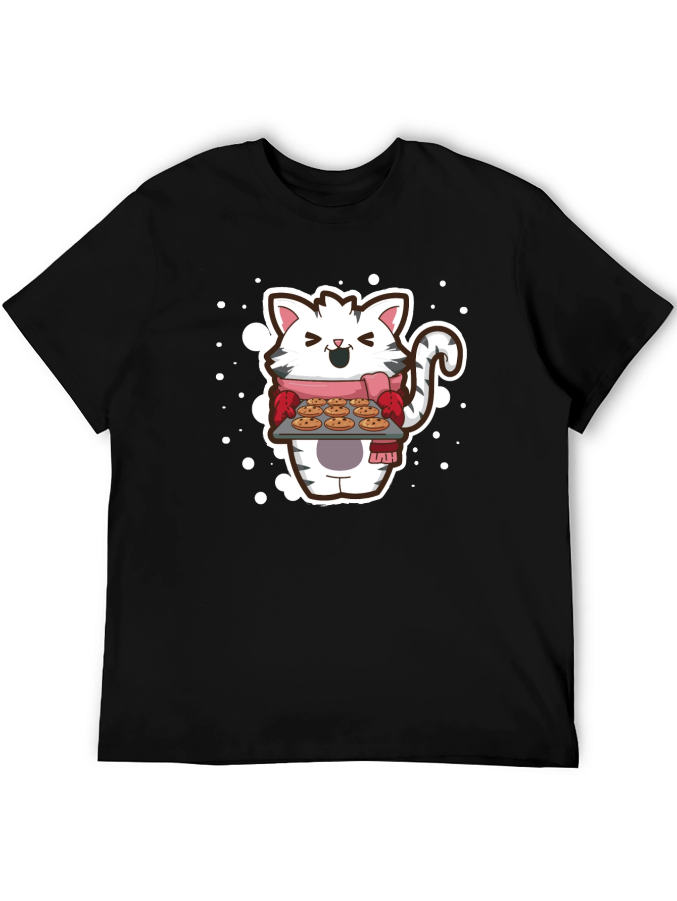 Black Cat Baker T-Shirt - Cute Cartoon Kitten with Cookies view 5