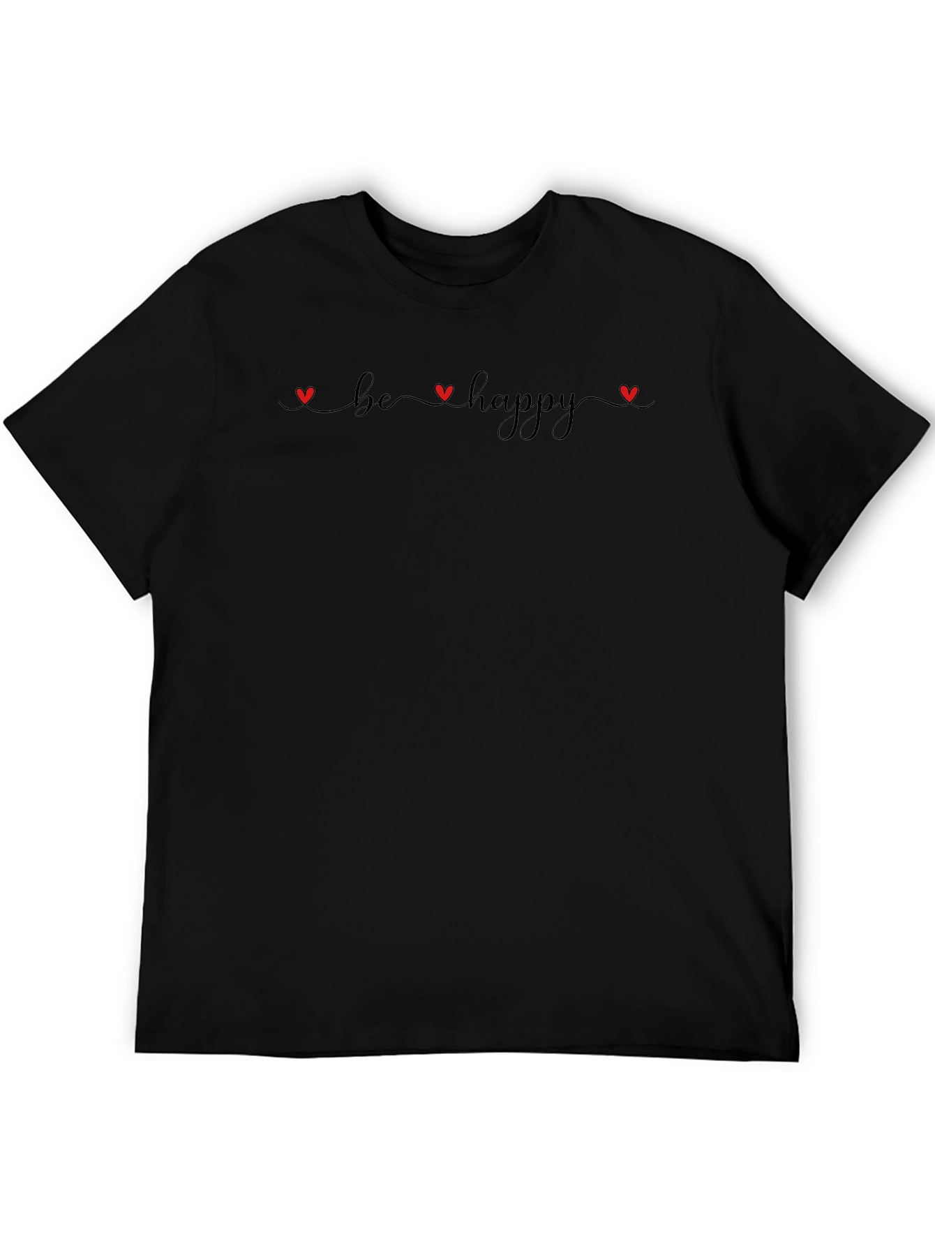 Black Be Happy T-Shirt - Heart Graphic Tee view 5
