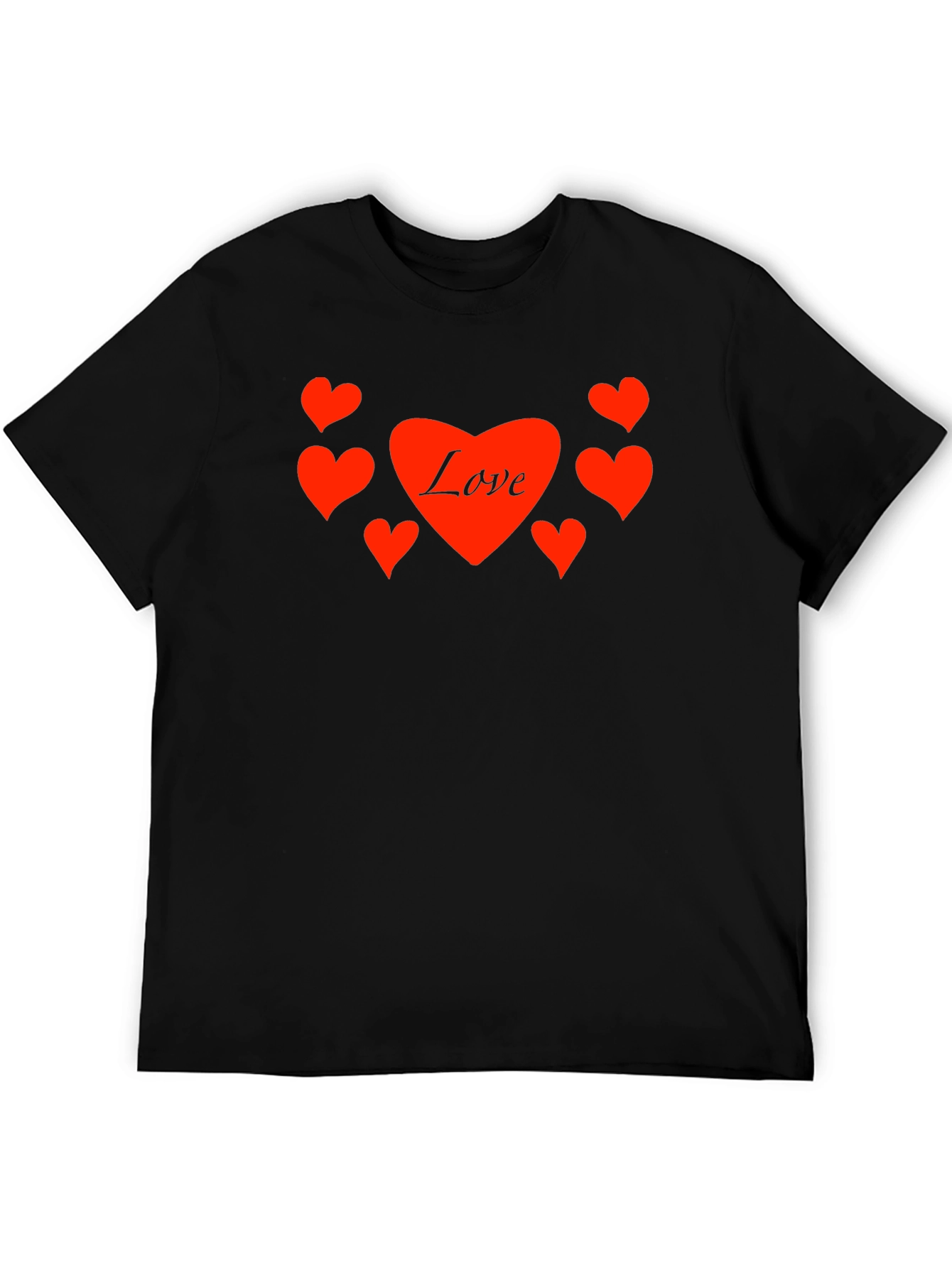 Black Love Heart Graphic Black T-Shirt view 5