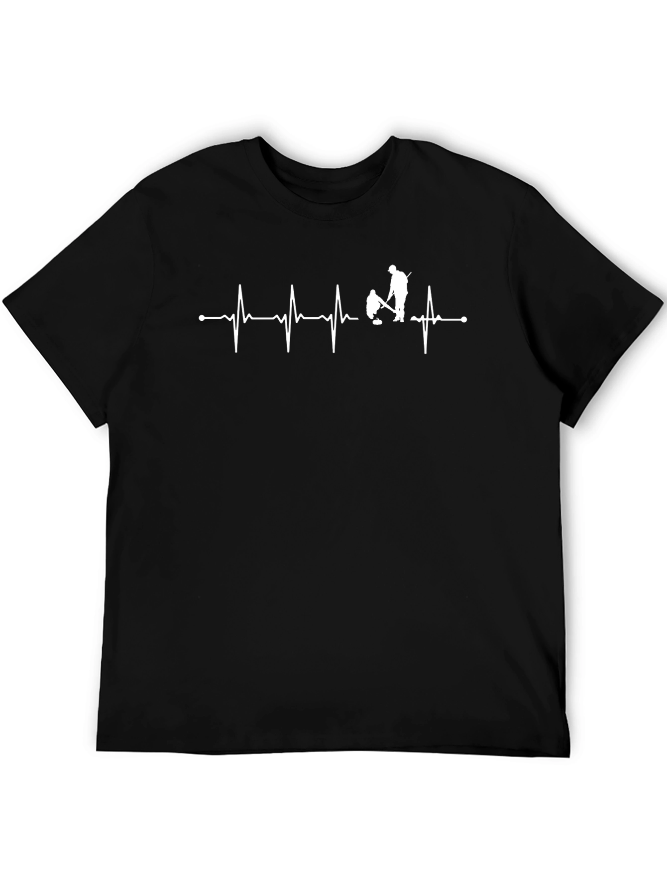 Black Curling Heartbeat T-Shirt - Black Cotton Tee view 5