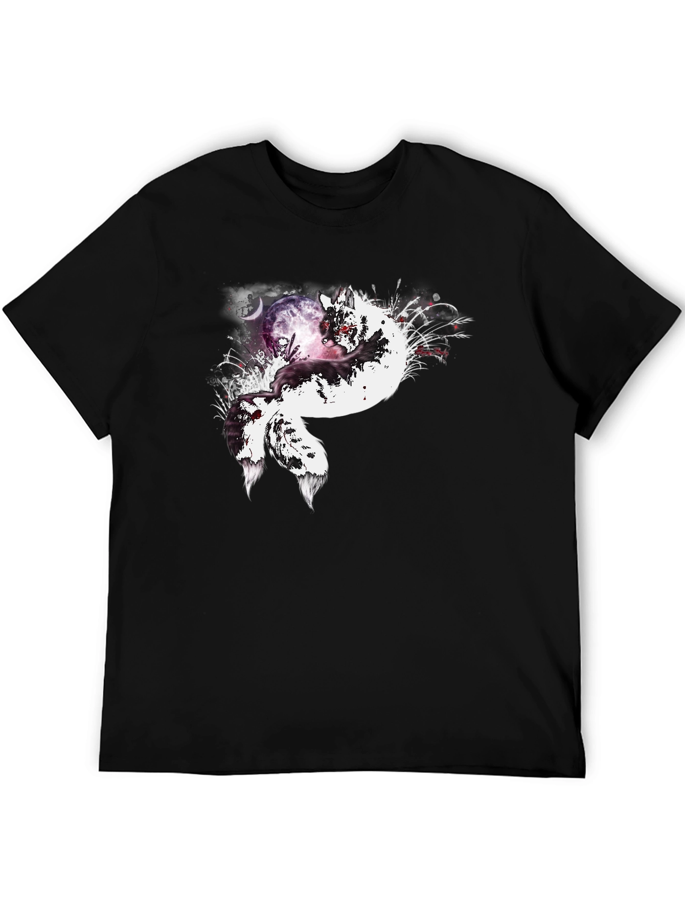 Black Fox Moon Graphic Tee - Unisex Black T-Shirt view 5