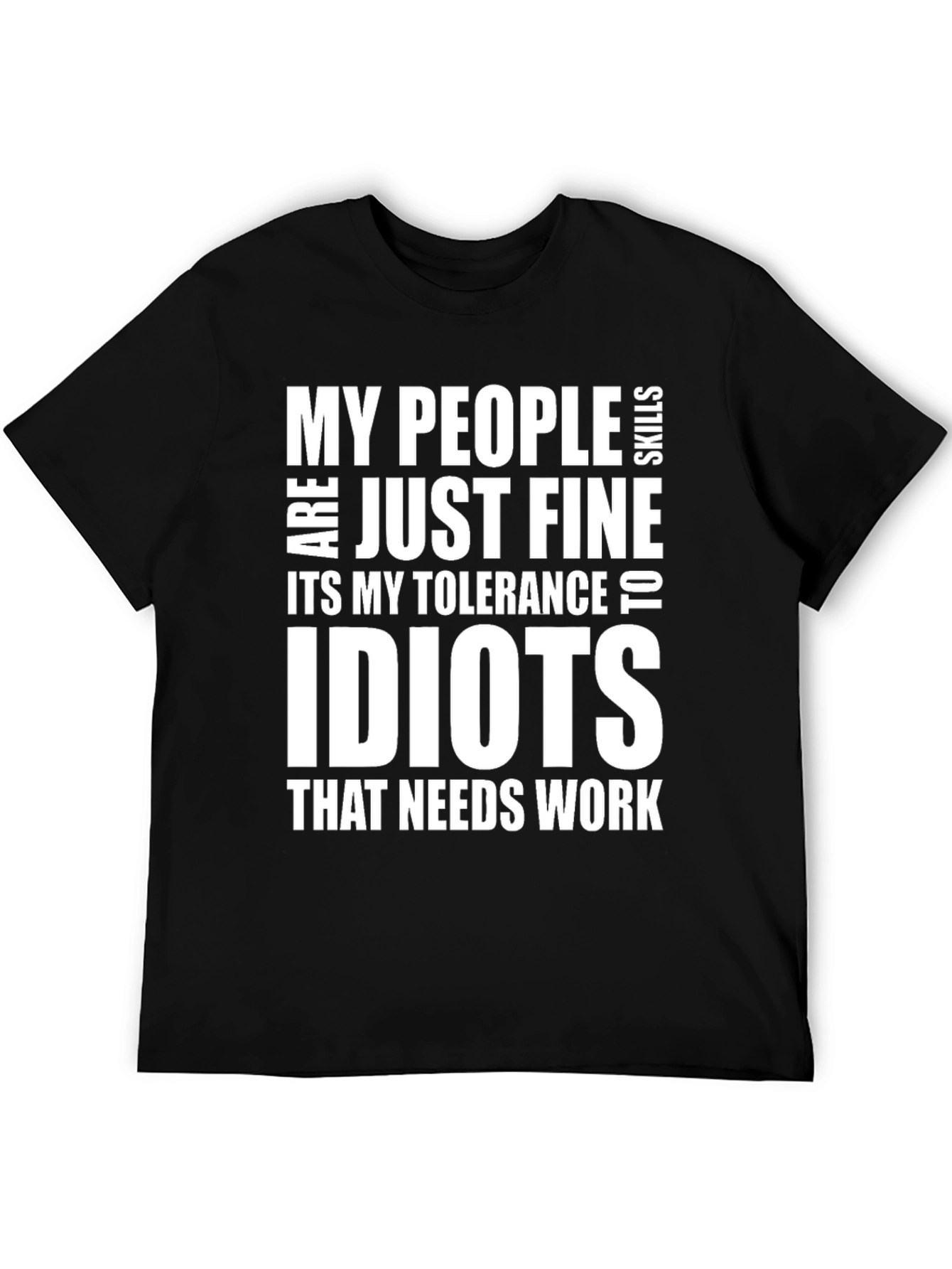 Black Funny "Idiots" Tolerance Sarcastic Graphic T-Shirt view 5