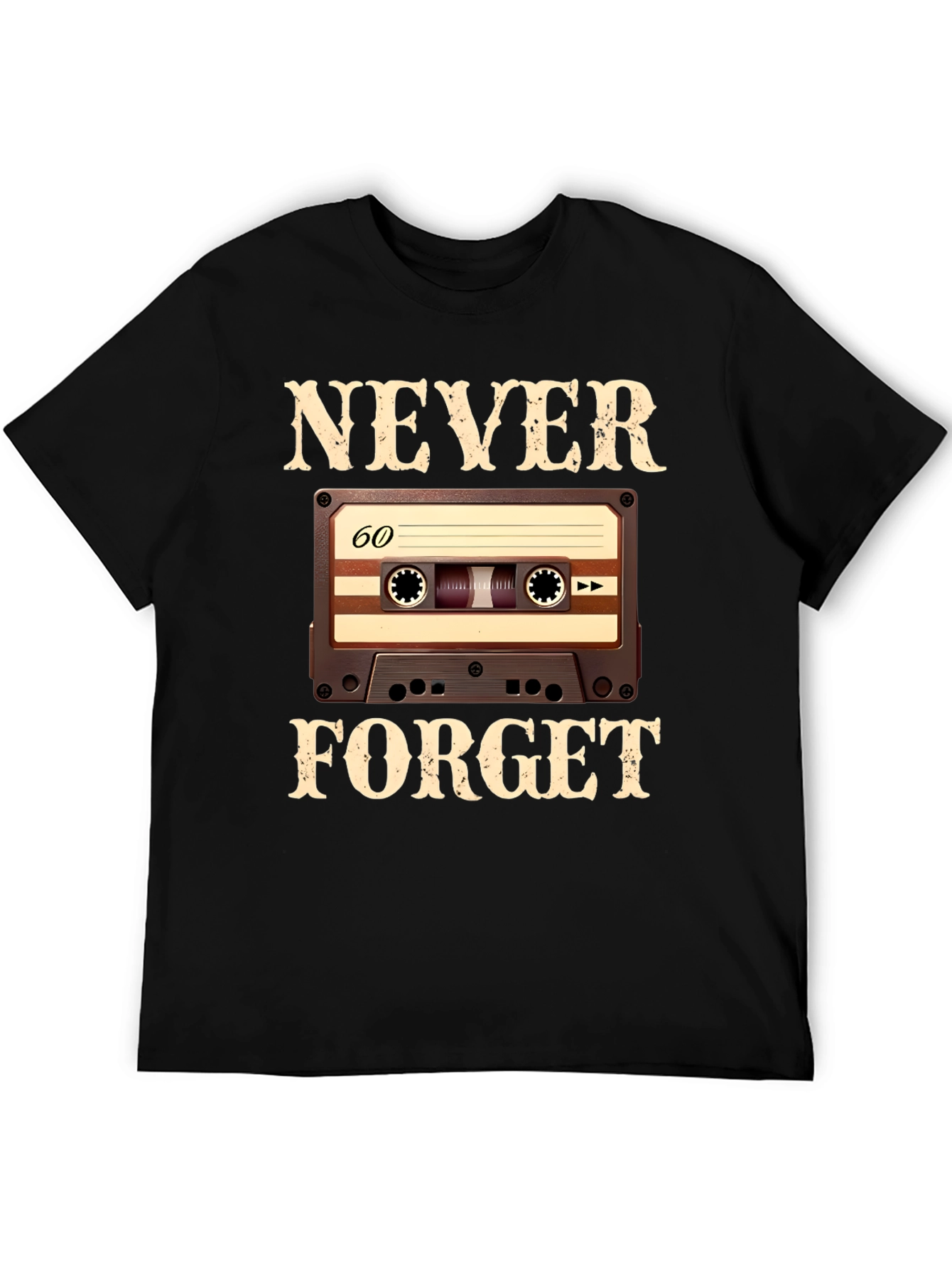 Black Never Forget Cassette Tape T-Shirt view 5