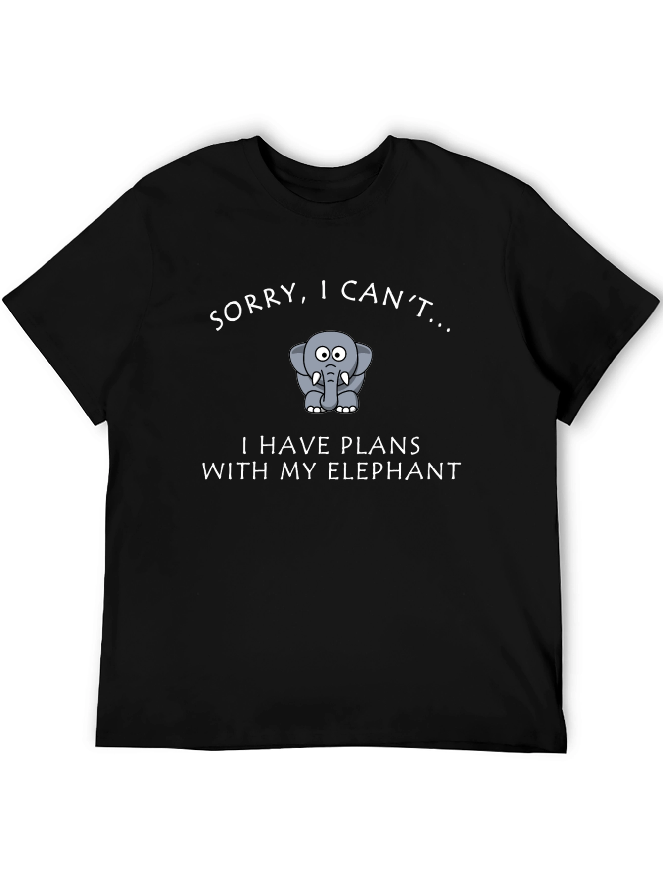 Black Funny Elephant Plans Graphic T-Shirt - Black view 5