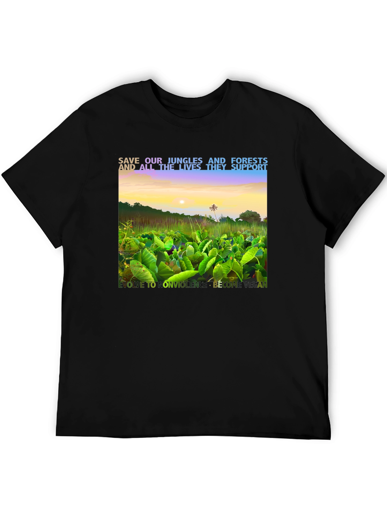 Black Save Our Jungles & Forests Vegan T-Shirt view 5