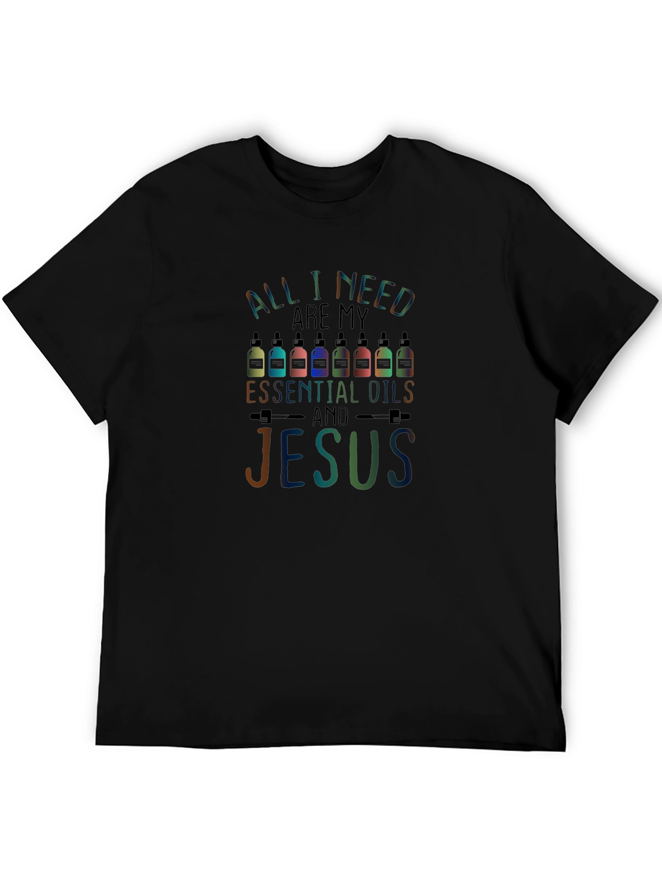 Black Essential Oils & Jesus T-Shirt view 5