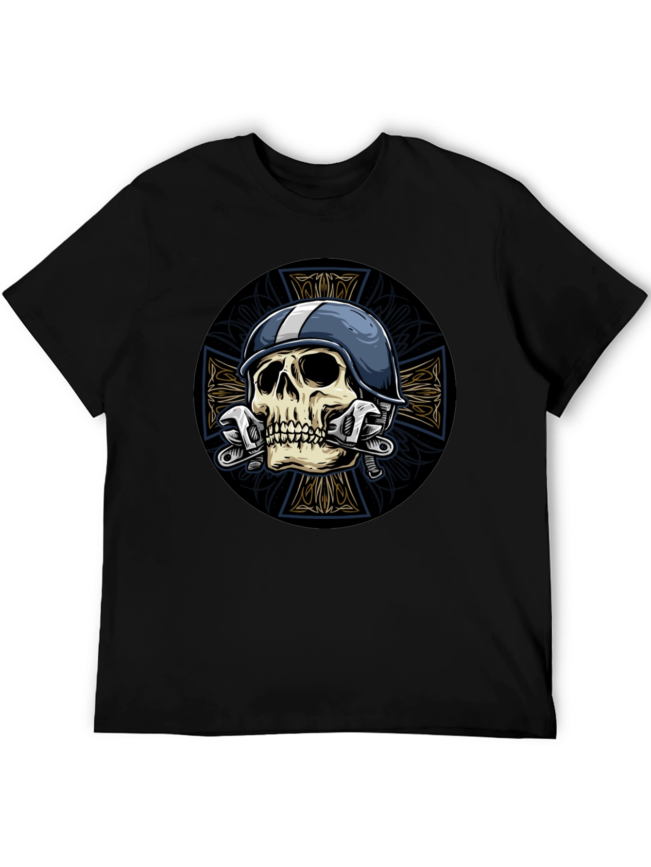 Black Skull & Wrench Graphic Tee view 5