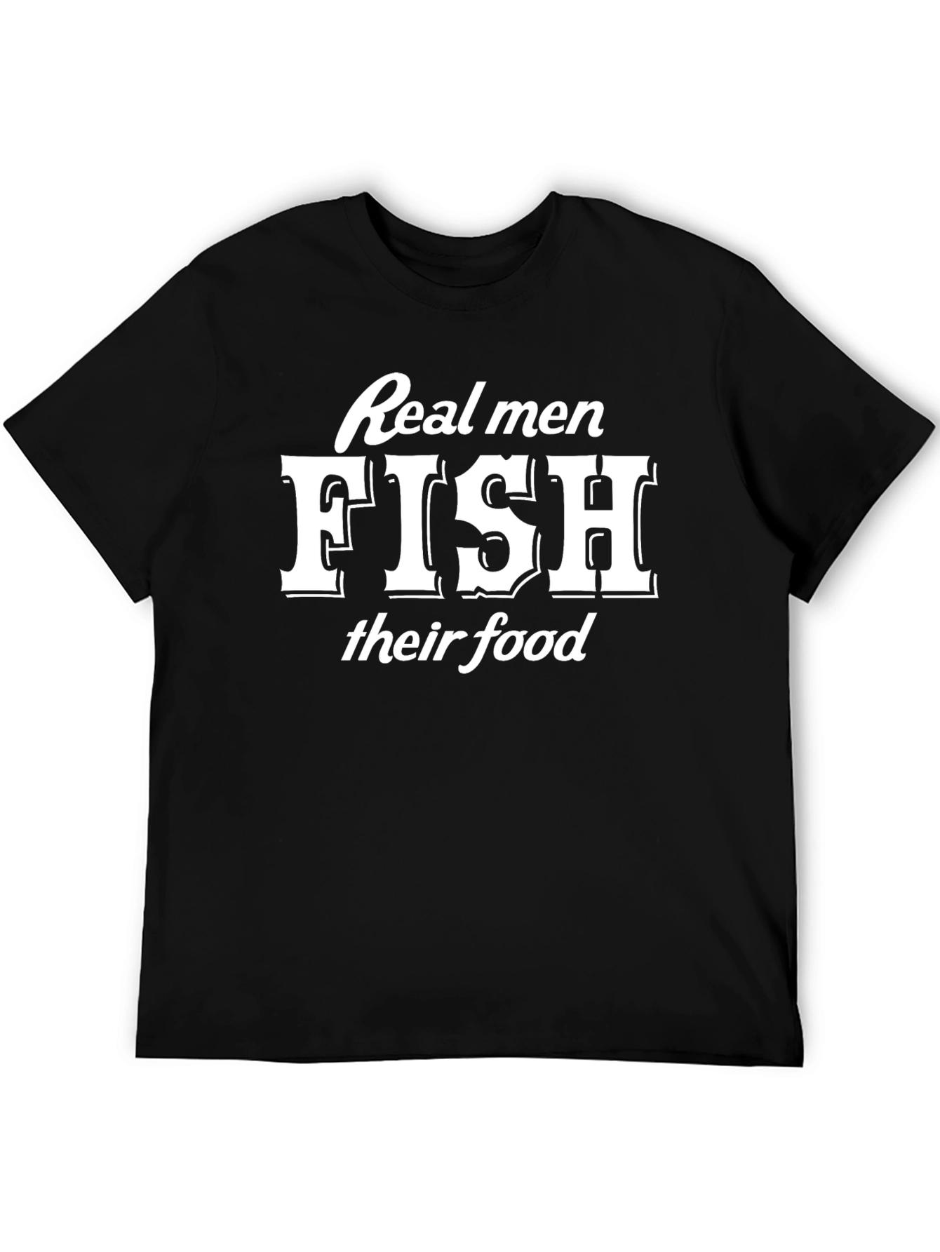 Black Real Men Fish T-Shirt - Funny Angler Tee view 5
