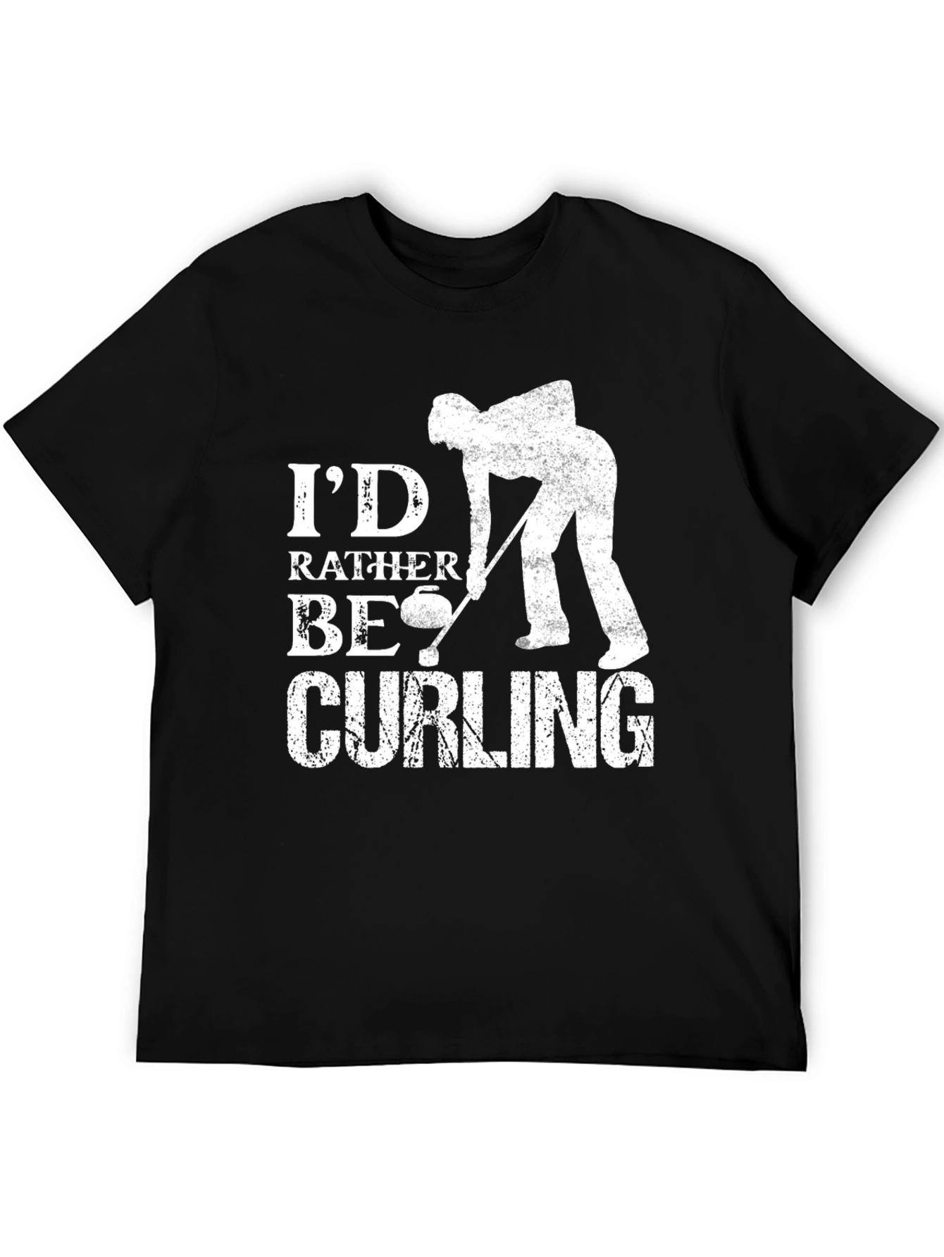 Black I'd Rather Be Curling T-Shirt view 5