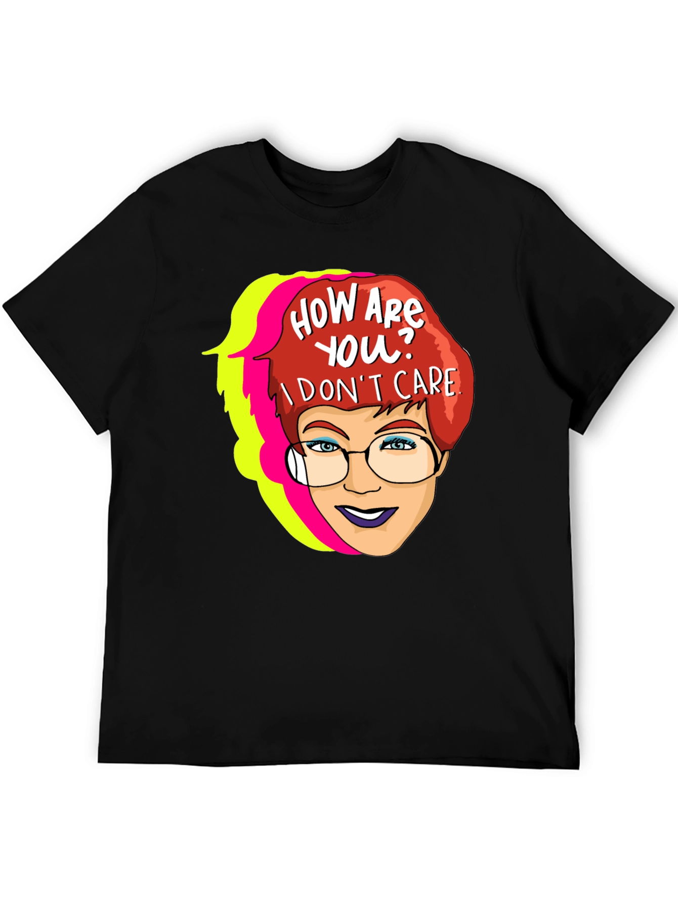 Black Sarcastic Cartoon Graphic T-Shirt view 5