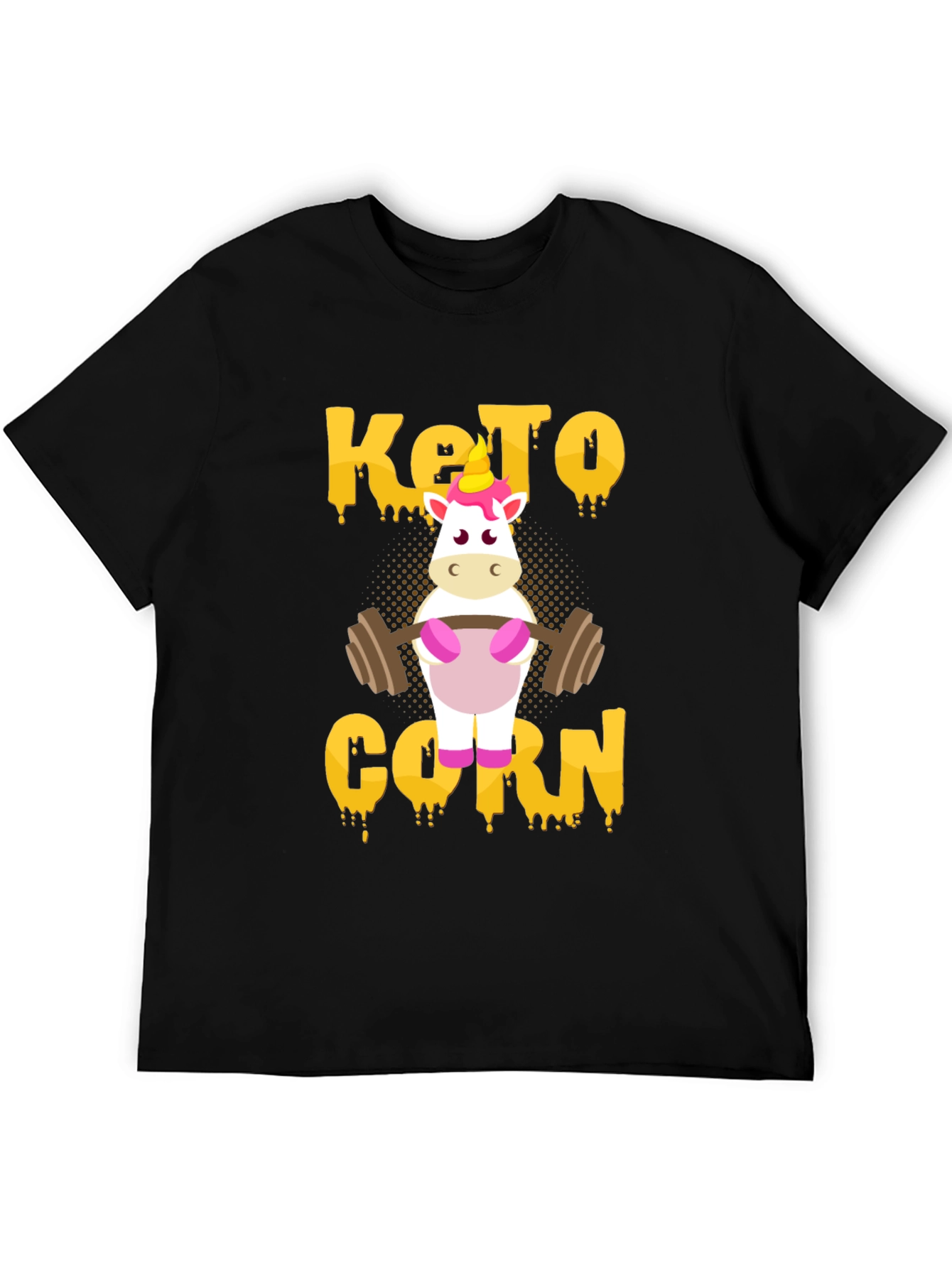 Black Keto Corn Unicorn T-Shirt - Funny Gym Workout Tee view 5