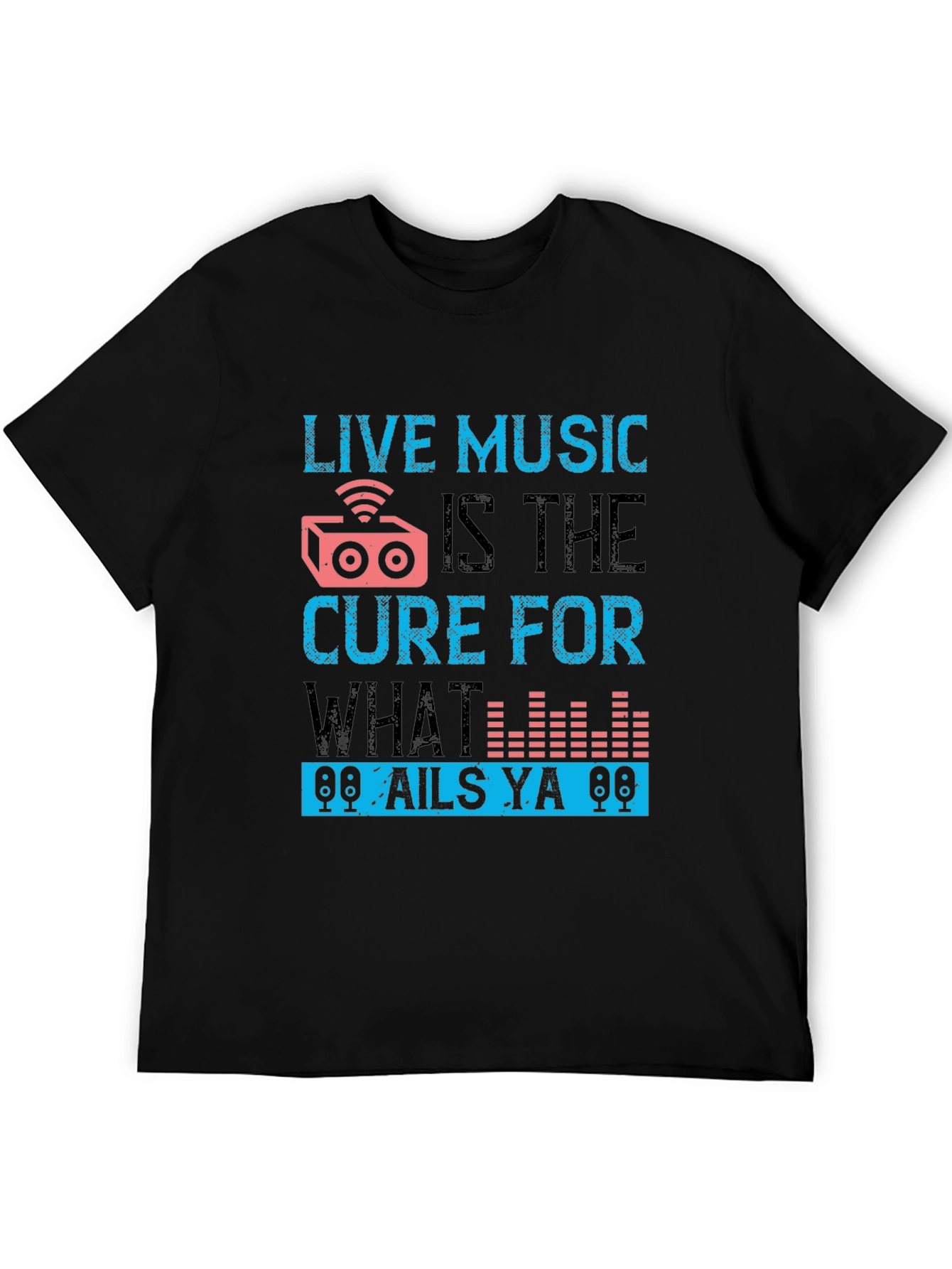 Black Live Music Cure Graphic Tee - Black view 5