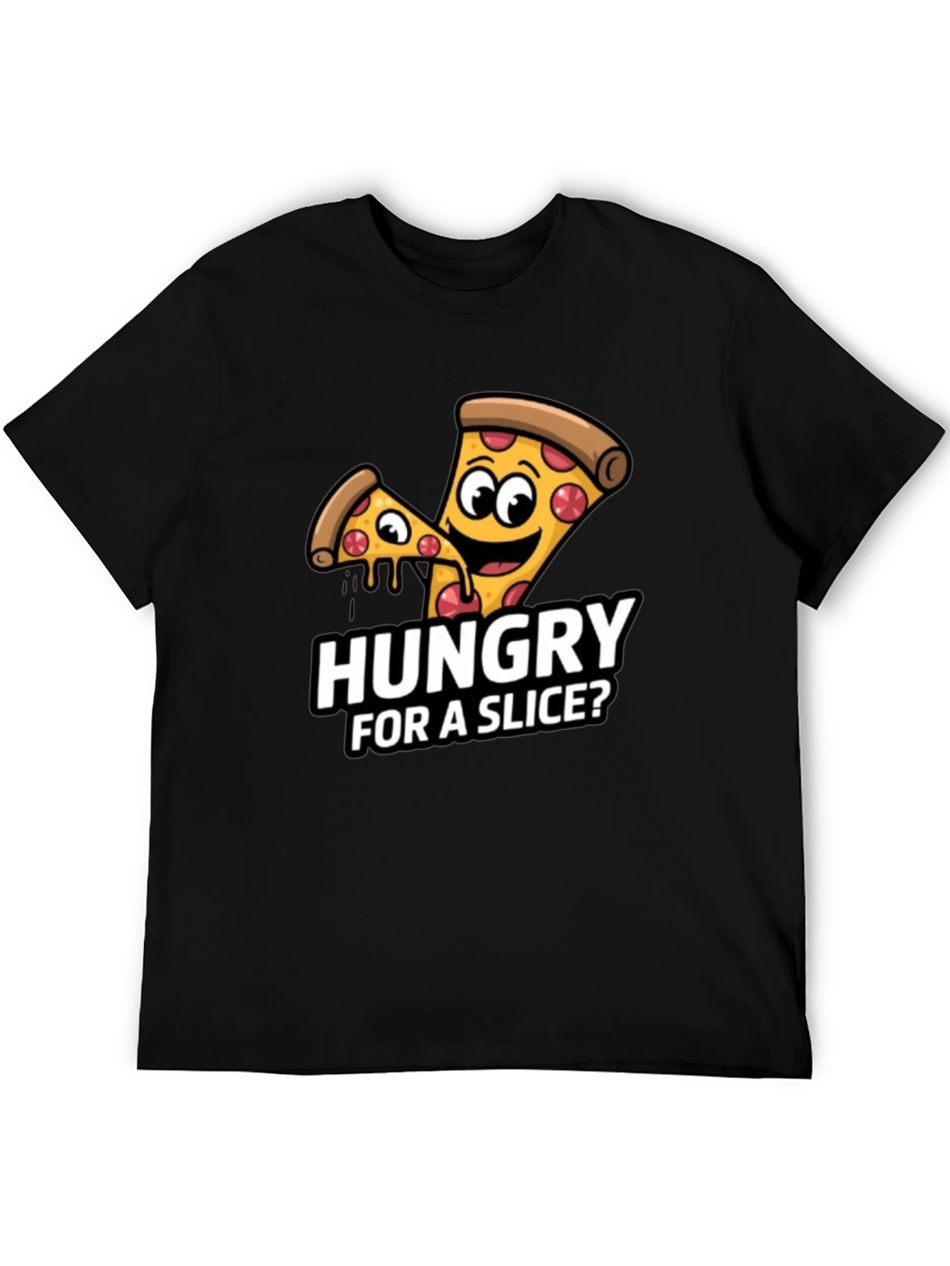 Black Hungry For a Slice? Pizza Graphic T-Shirt view 5