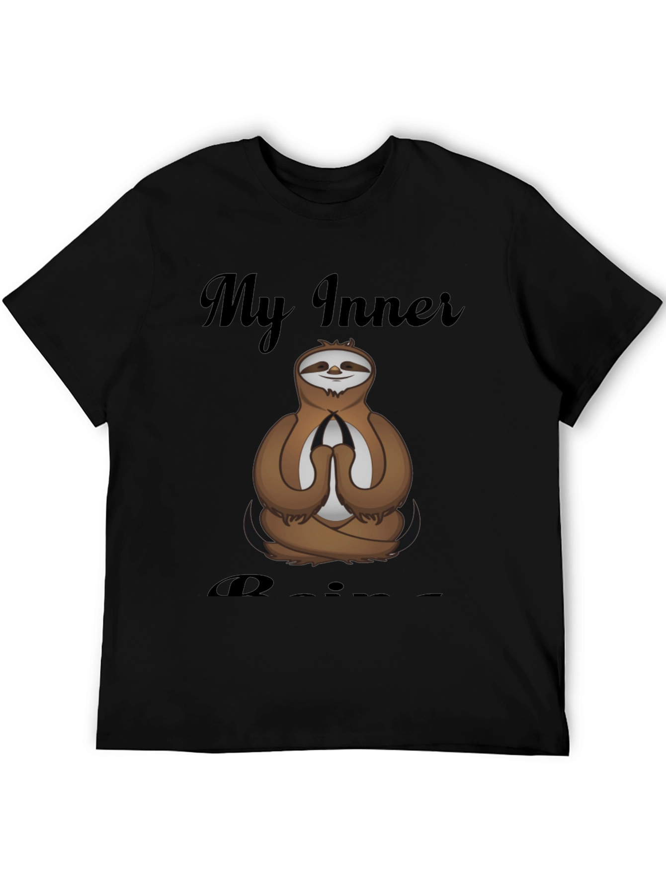 Black Zen Sloth T-Shirt - Inner Peace & Comfort view 5