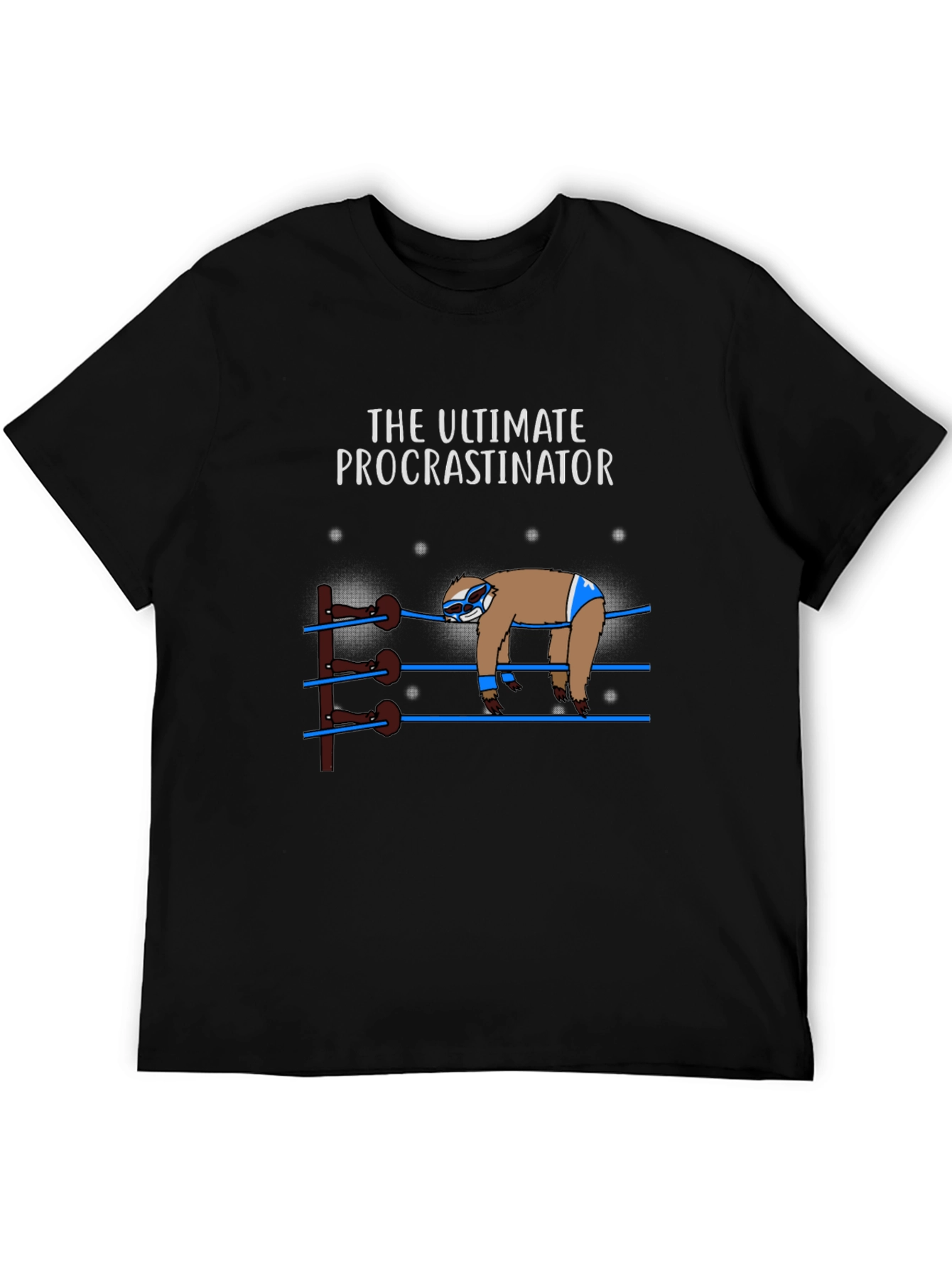 Black The Ultimate Procrastinator Wrestler Sloth Graphic Tee view 5
