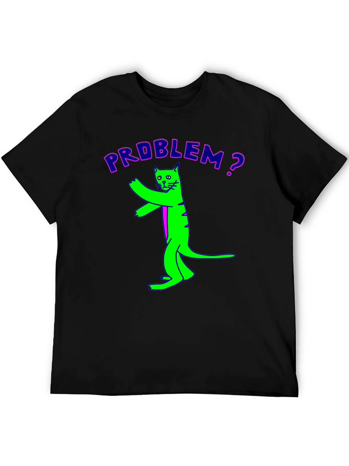 Black Problem Cat Graphic Tee - Unique Funny Design view 5