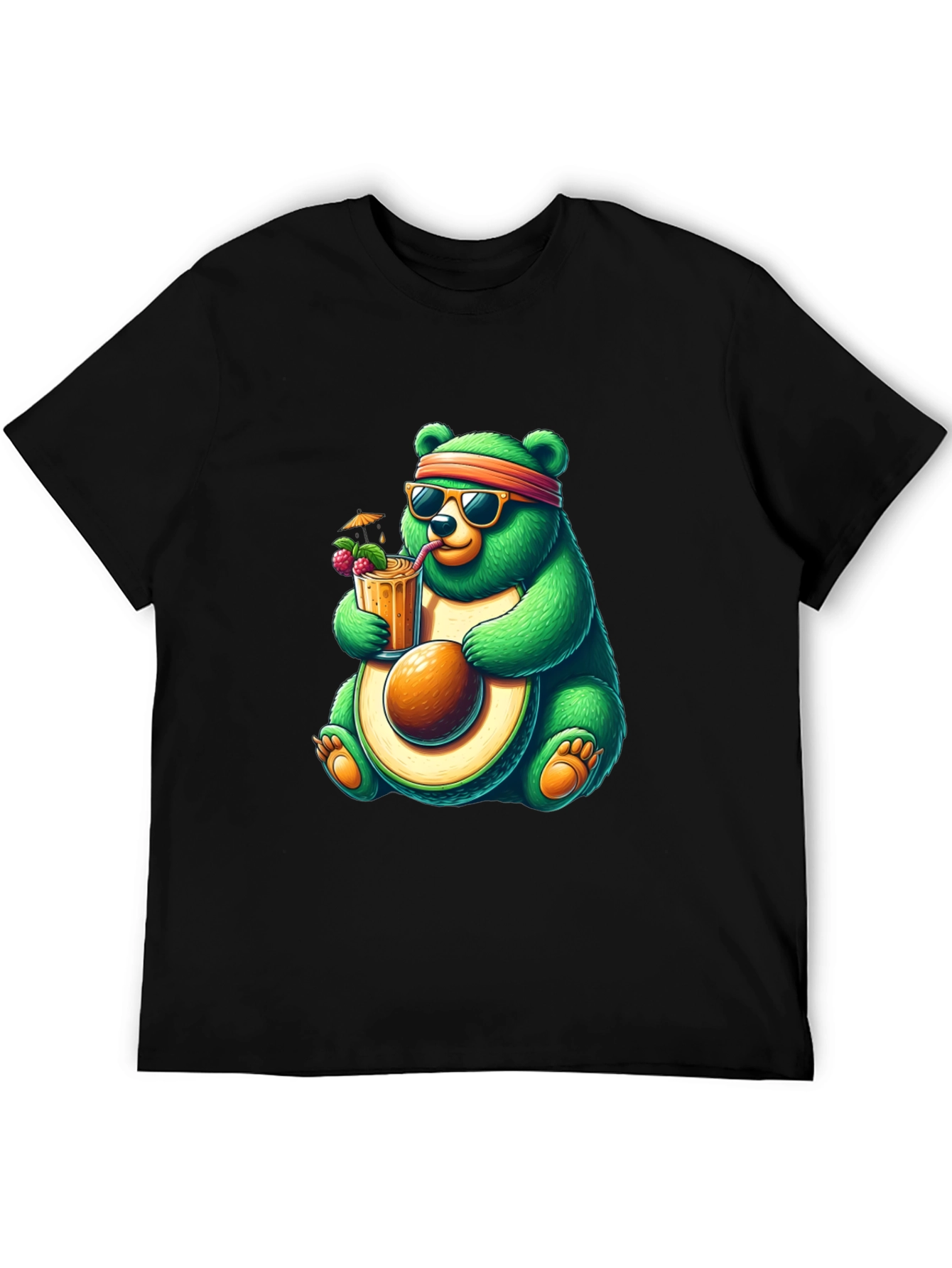 Black Bear Avocado Cocktail T-Shirt - Quirky Graphic Tee view 5