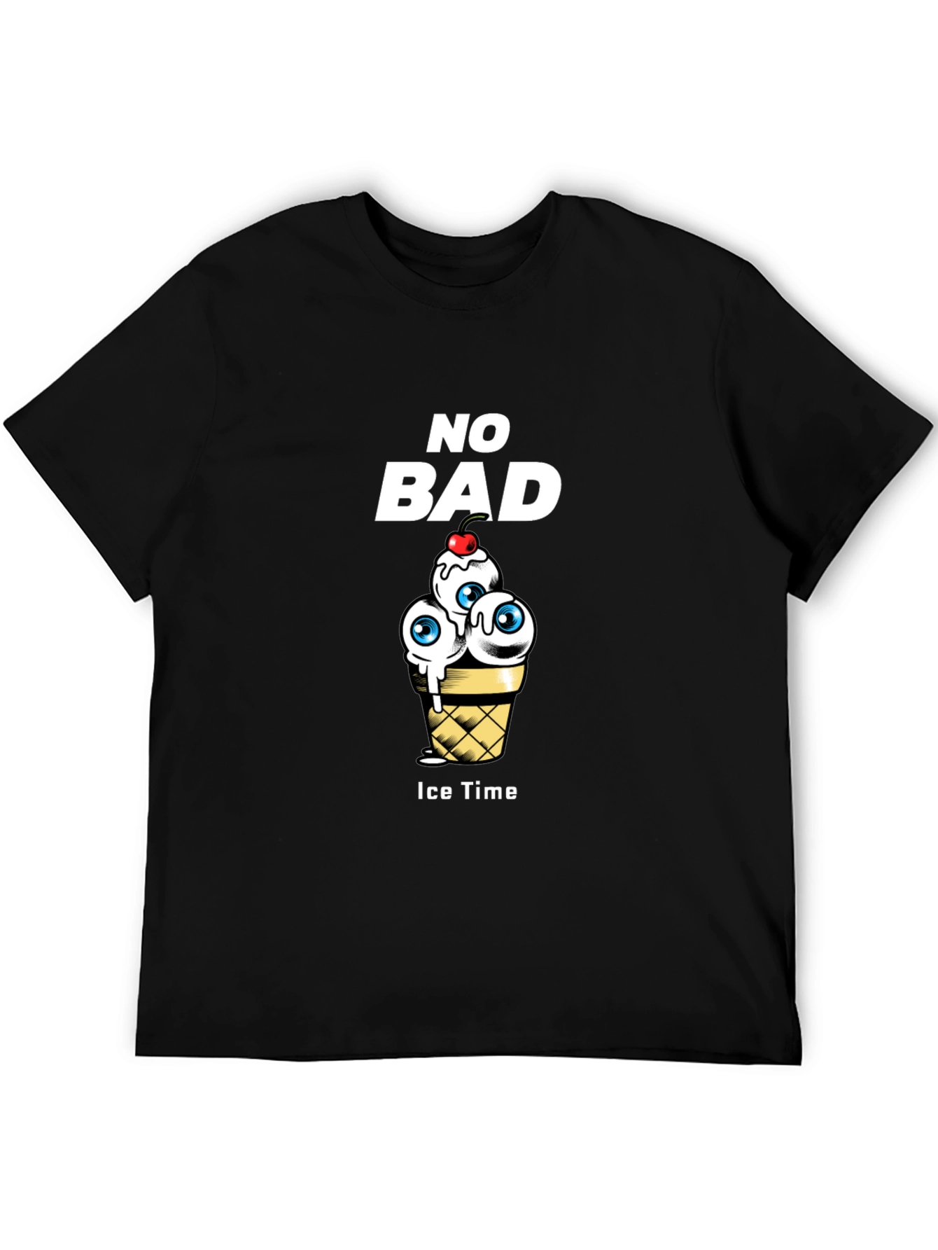 Black No Bad Ice Time Graphic T-Shirt view 5