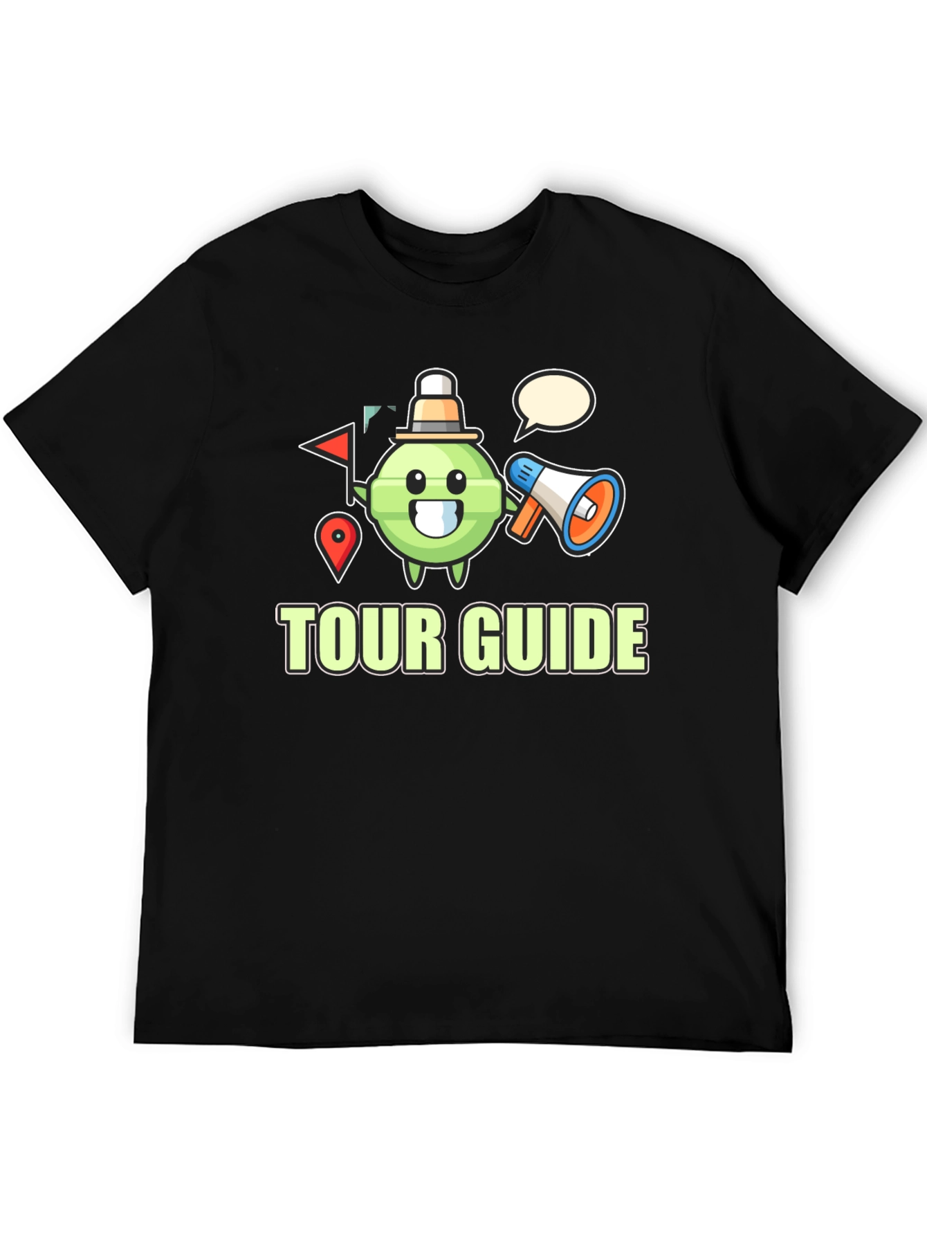 Black Tour Guide Cartoon Graphic Black T-Shirt view 5
