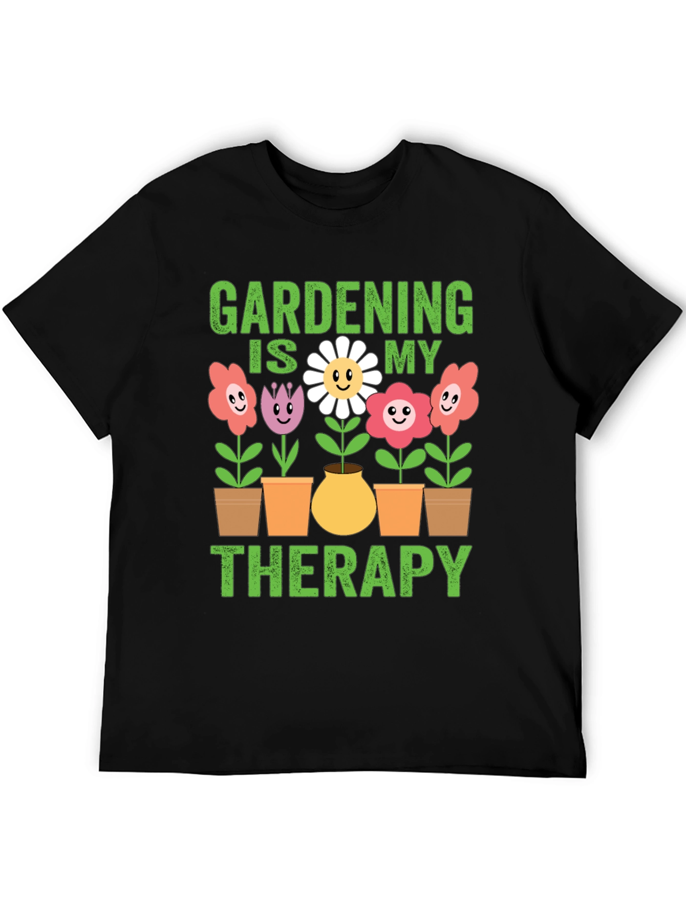 Black Gardening is My Therapy T-Shirt - Black view 5