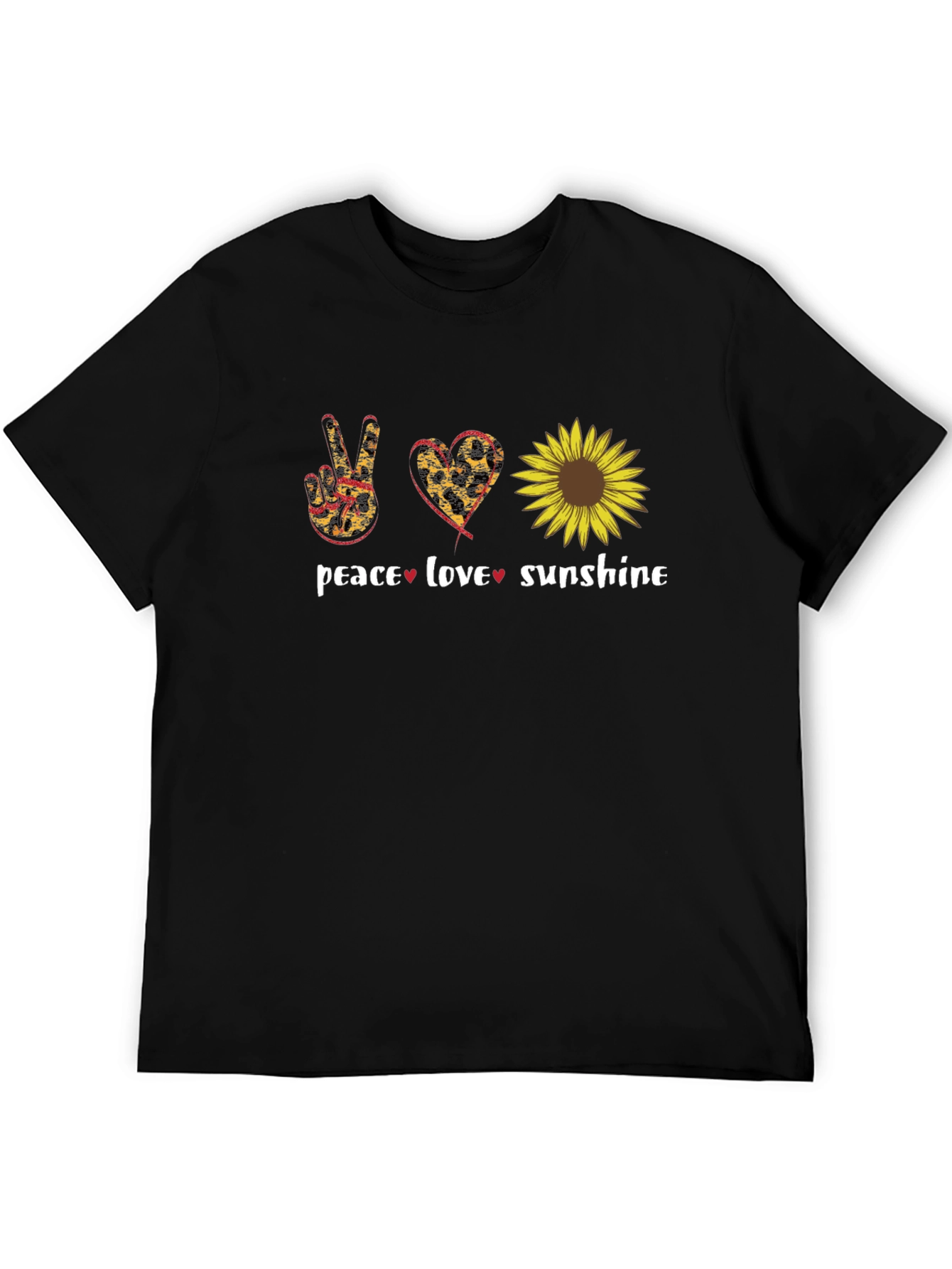 Black Peace Love Sunflower Graphic T-Shirt view 5