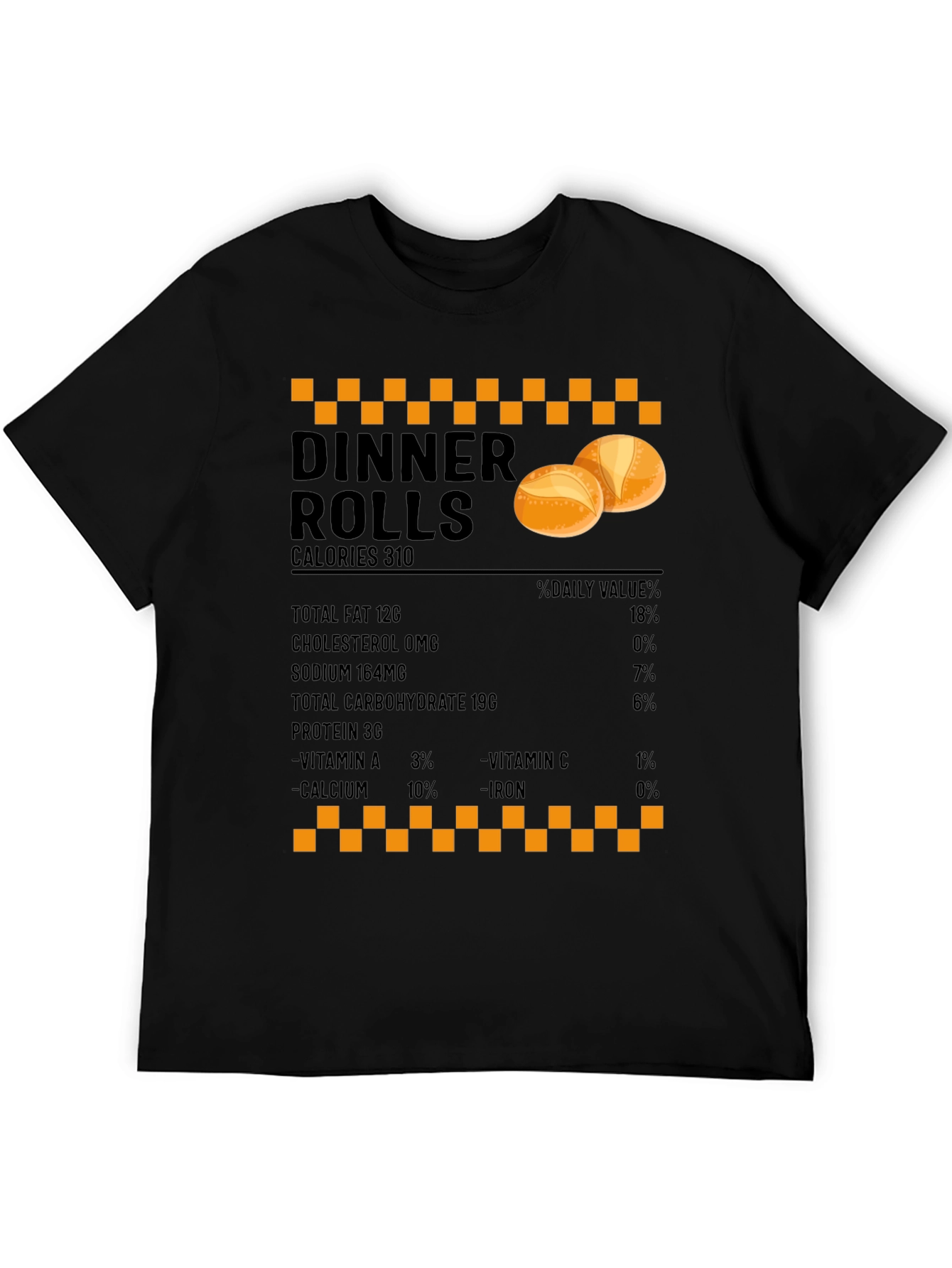Black Dinner Rolls Nutrition Facts T-Shirt - Foodie Gift view 5