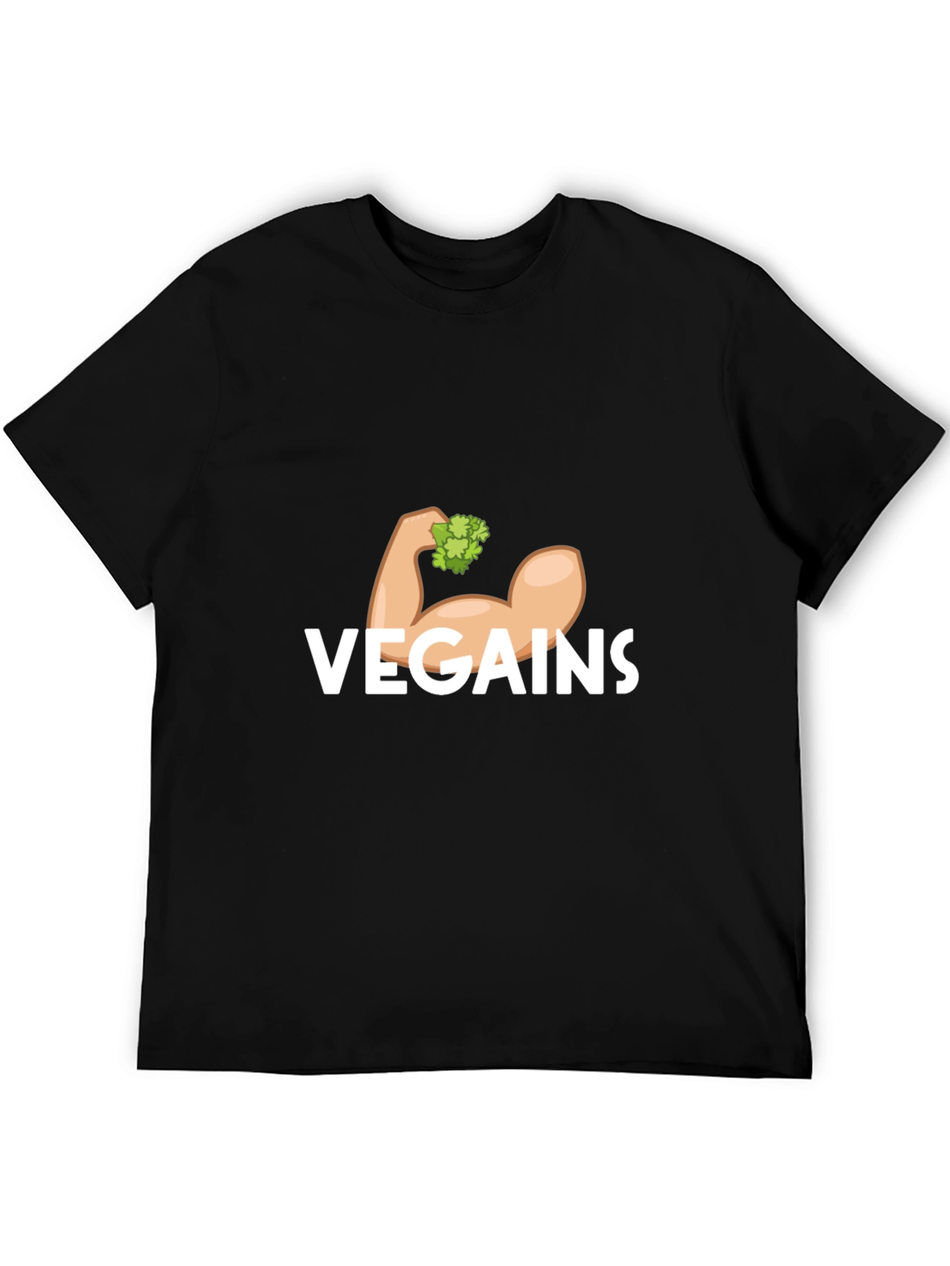 Black Vegains T-Shirt - Vegan Gains Muscle Tee view 5
