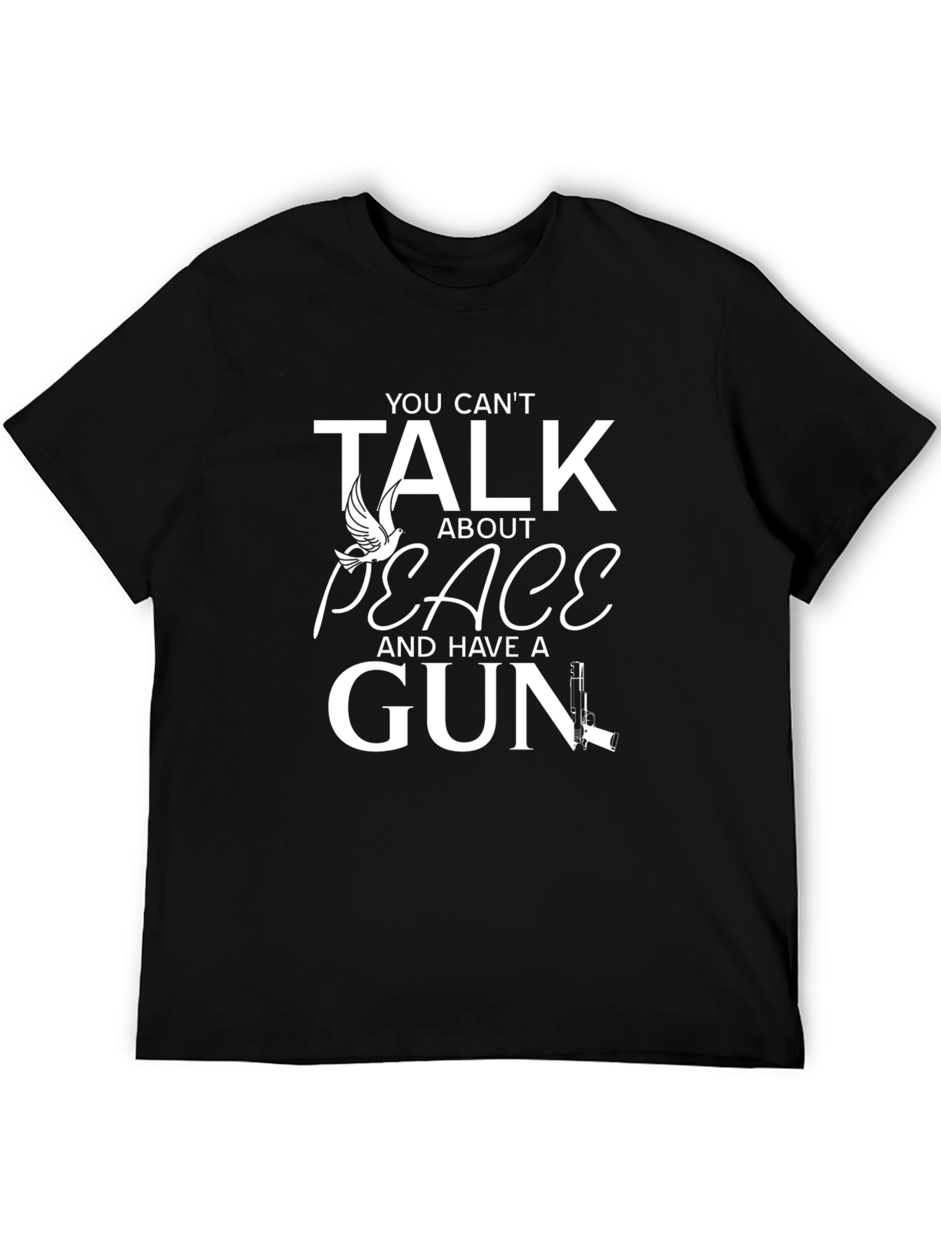Black Peace Dove & Gun T-Shirt - You Can't Talk About Peace view 5