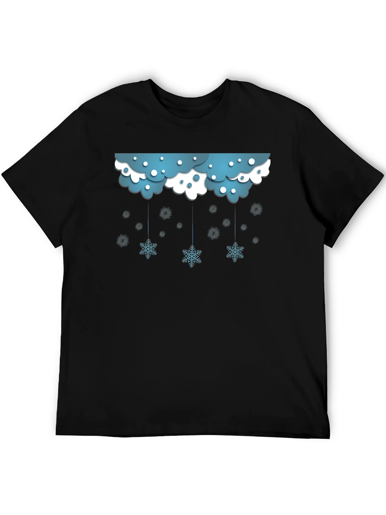 Black Snowflake Cloud Graphic Black T-Shirt view 5