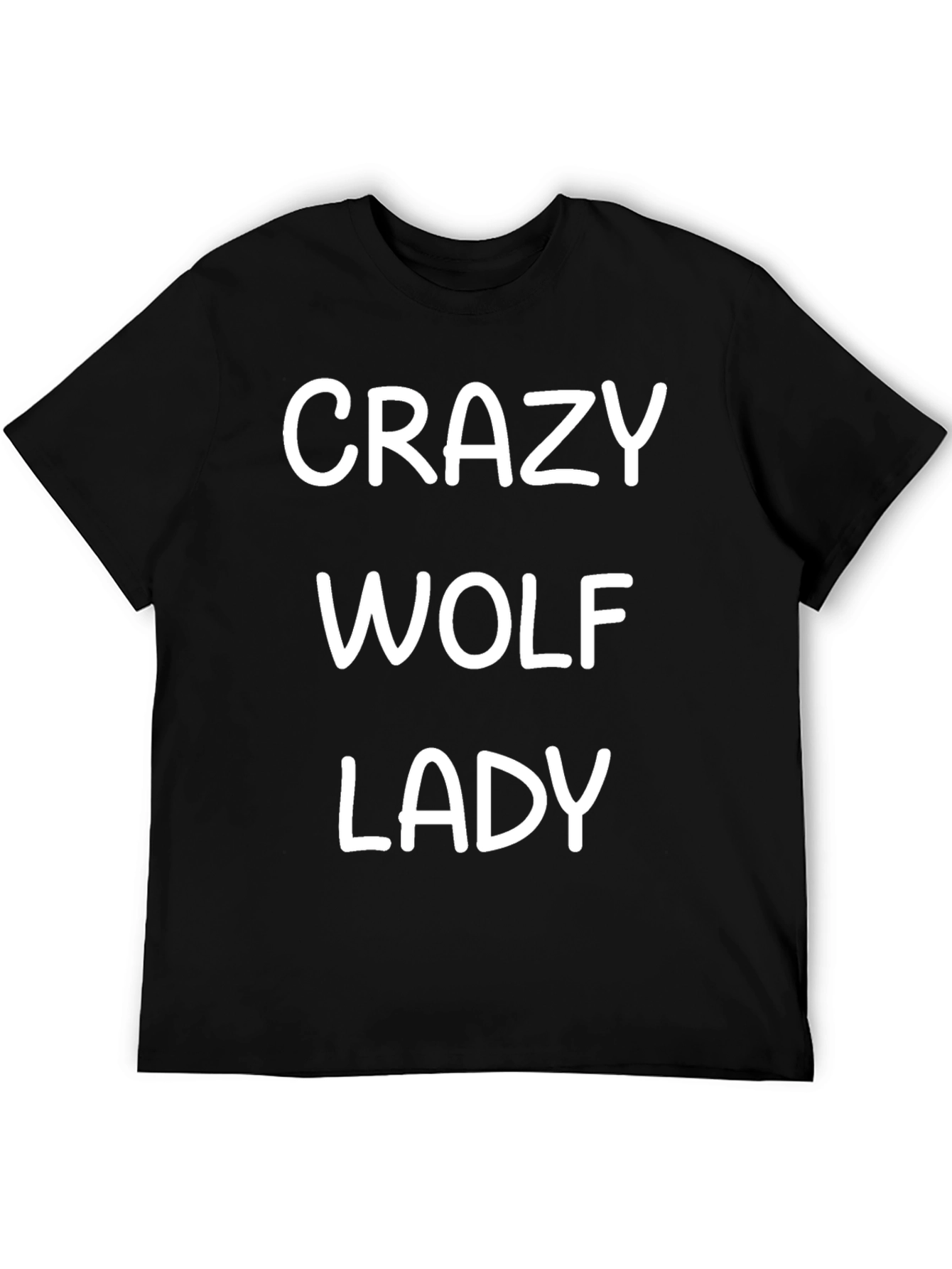 Black Crazy Wolf Lady T-Shirt - Black view 5