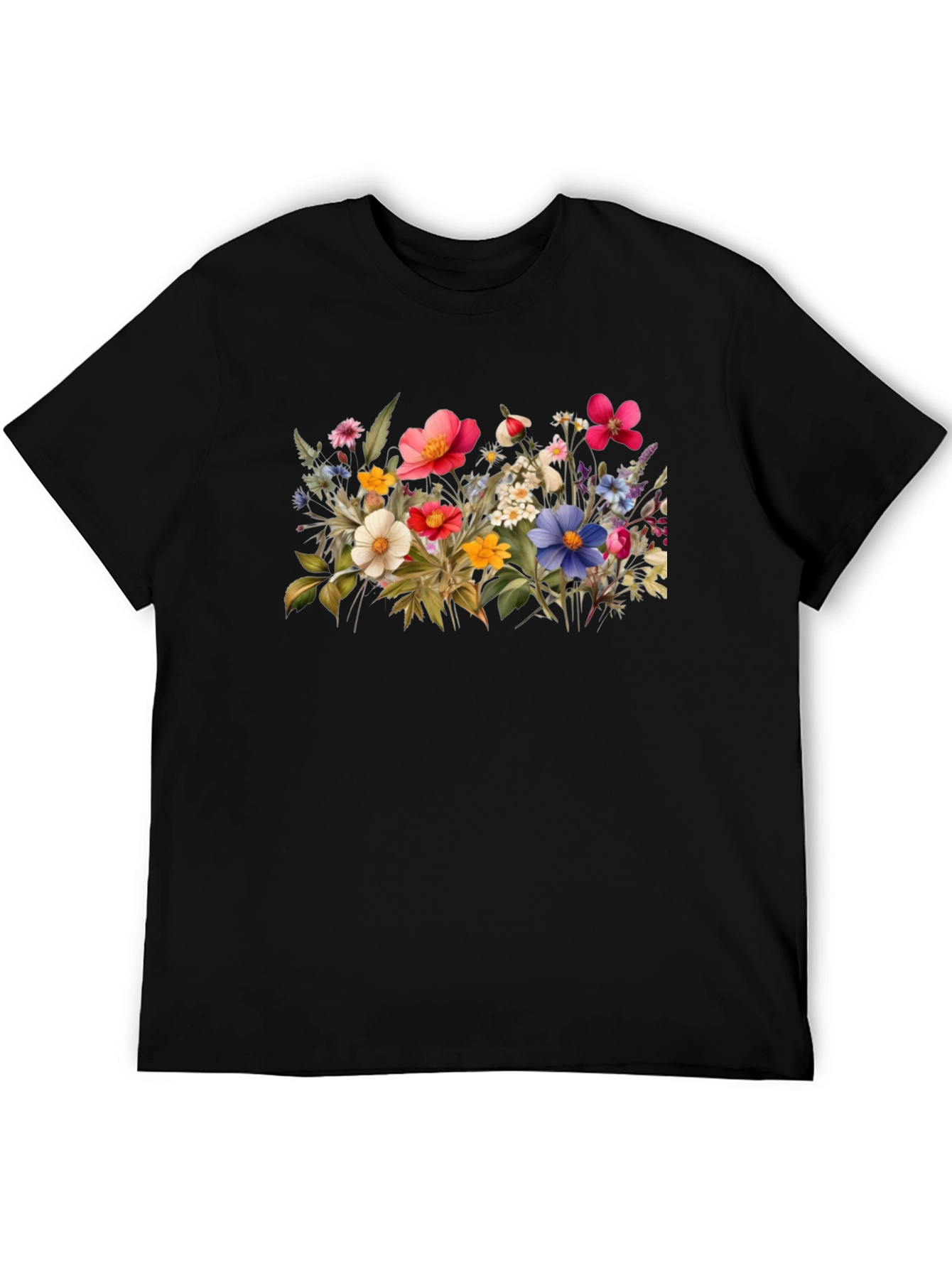 Black Floral Print Black T-Shirt view 5