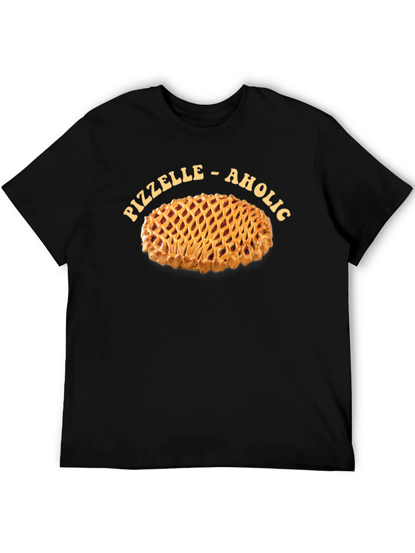 Black Pizzelle-Aholic T-Shirt, Pie Lover Apparel view 5