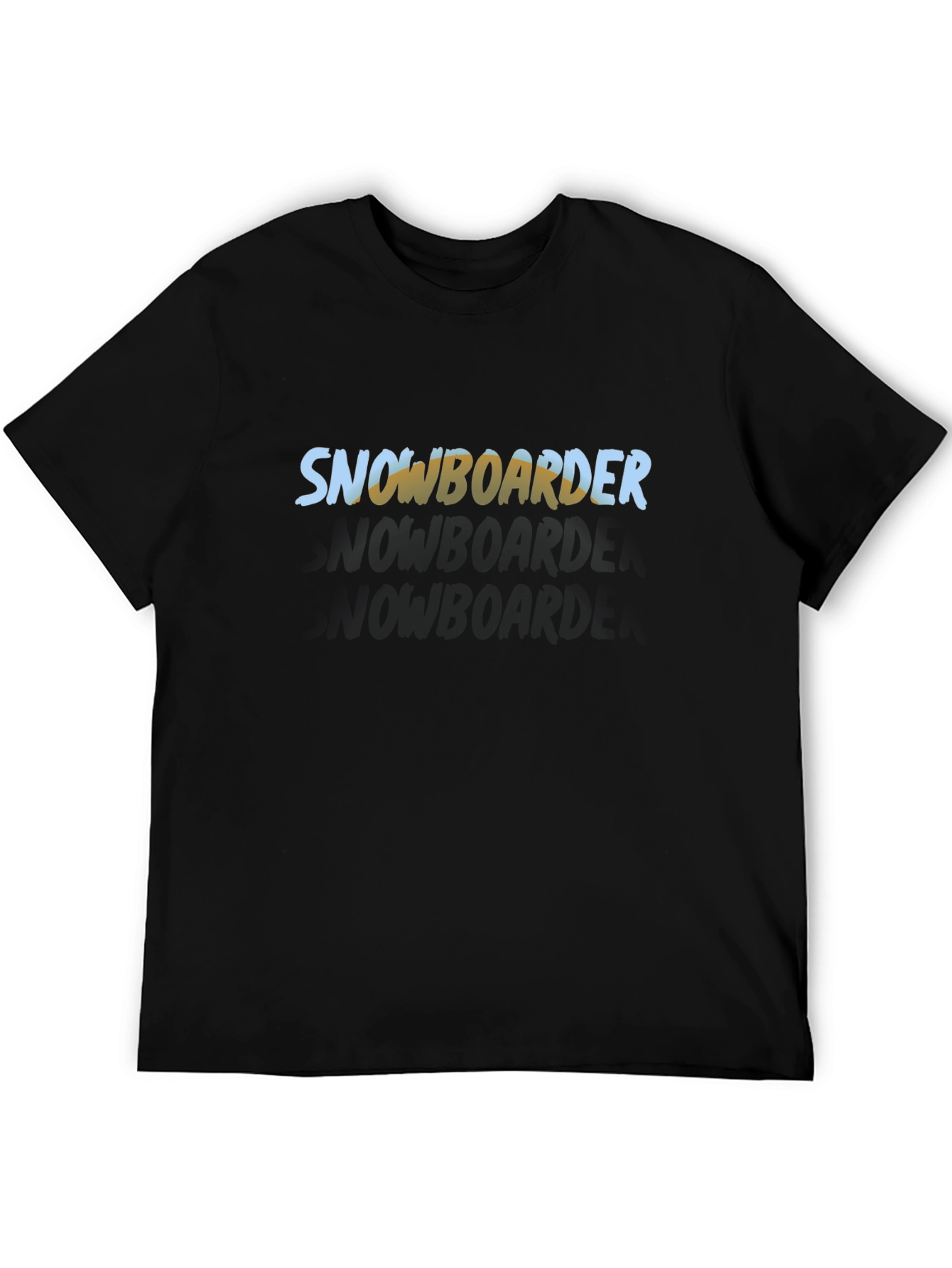 Black Snowboarder Graphic Tee - Black Cotton T-Shirt view 5