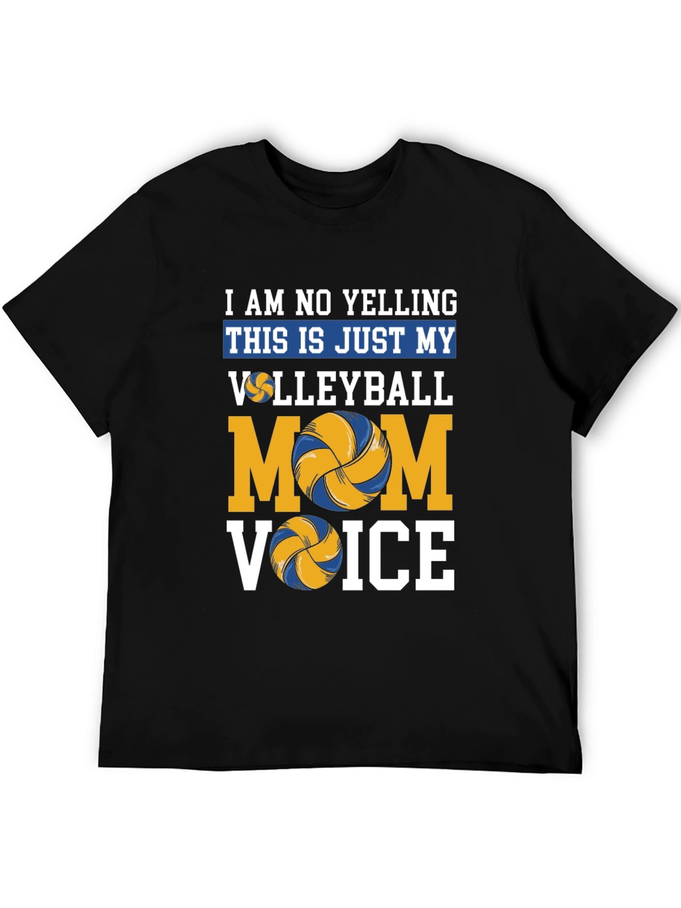 Black Volleyball Mom Voice T-Shirt - Novelty Graphic Tee view 5