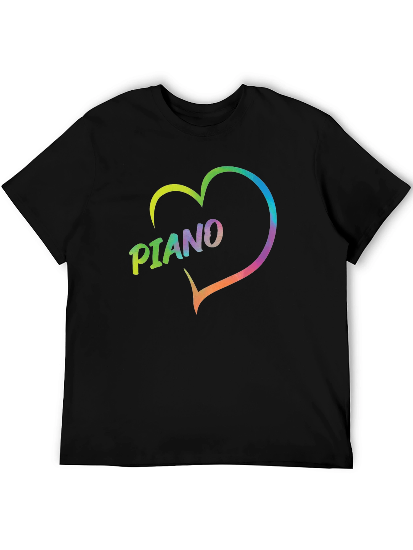 Black Rainbow Piano Heart Graphic T-Shirt - Black view 5