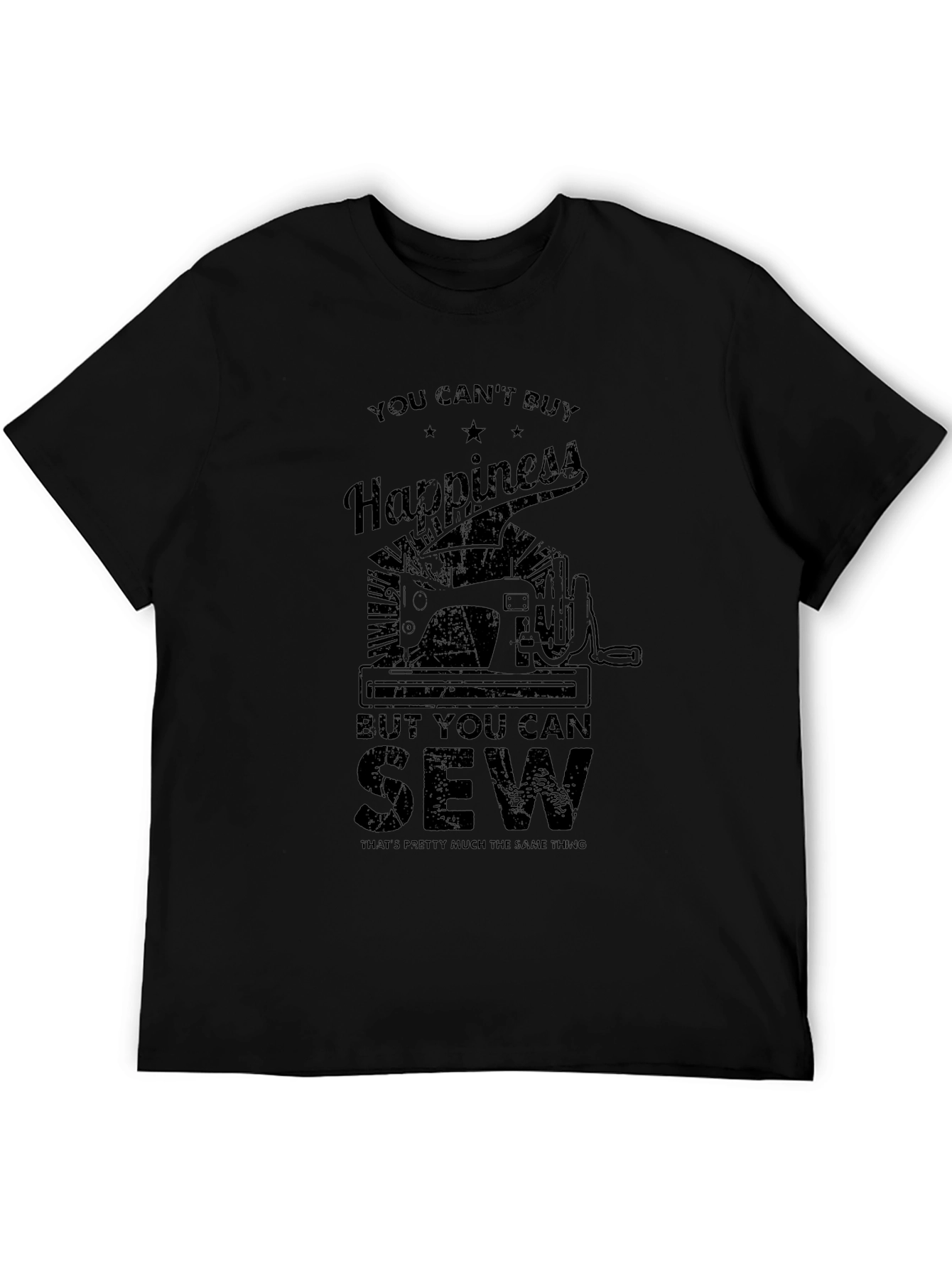 Black Sewing Happiness Graphic T-Shirt view 5