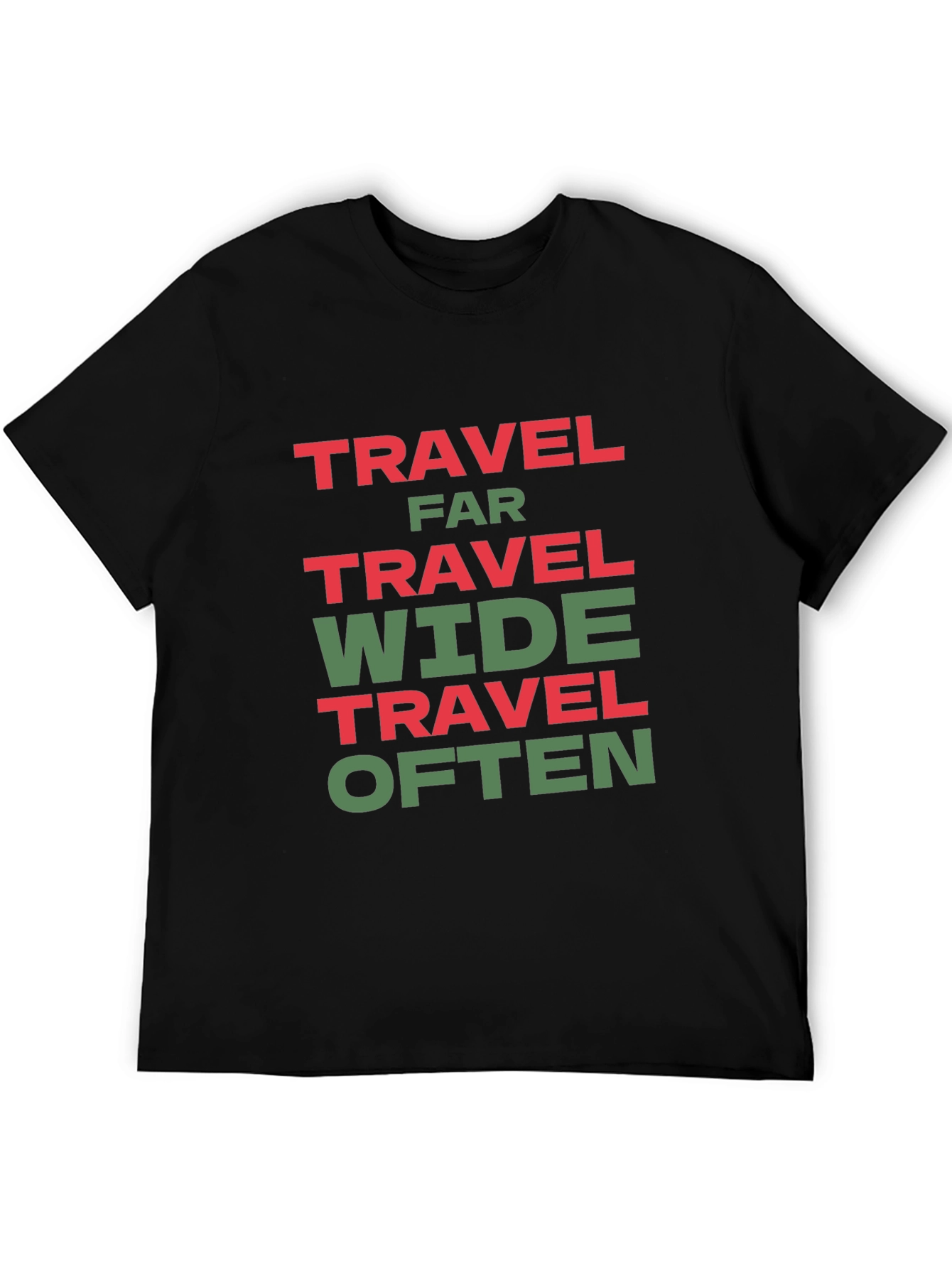 Black Travel Far Wide Often T-Shirt - Black Cotton Tee view 5