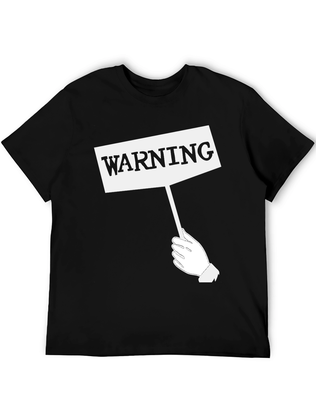 Black Warning Sign Graphic Tee - Funny Novelty T-Shirt view 5