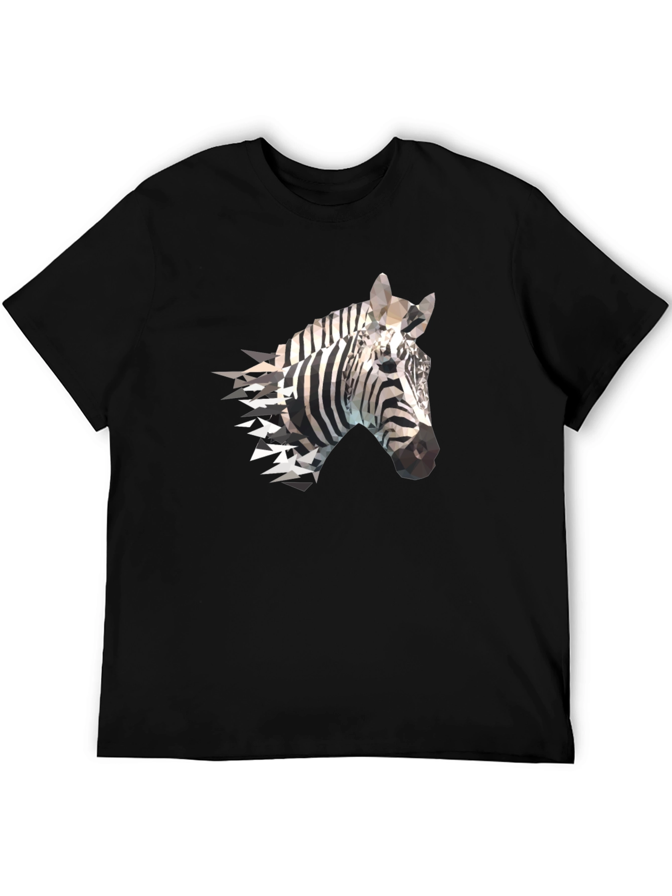 Black Geometric Zebra Print Black T-Shirt view 5