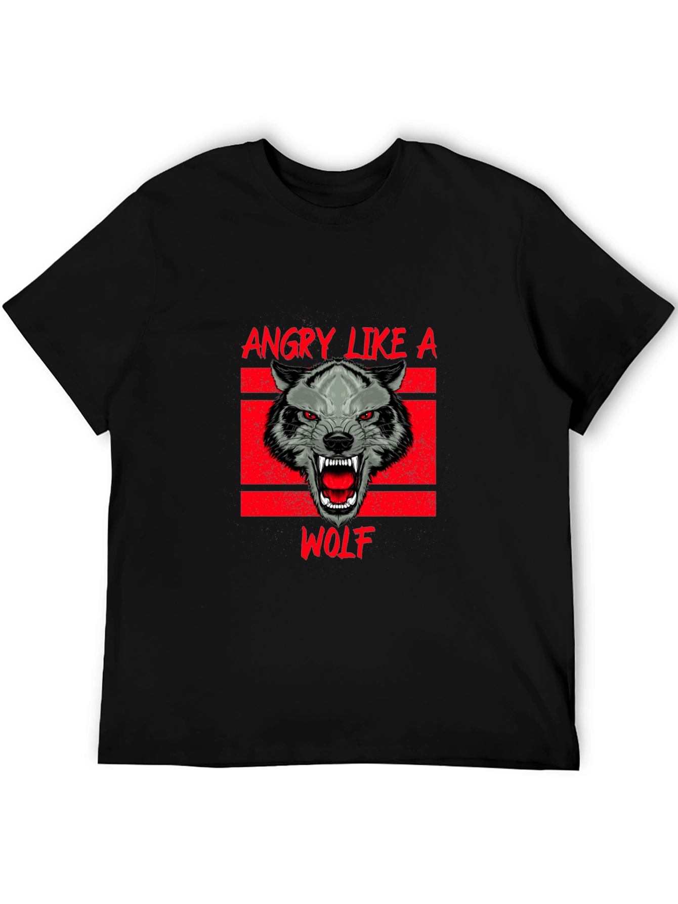 Black Angry Like a Wolf Black T-Shirt view 5