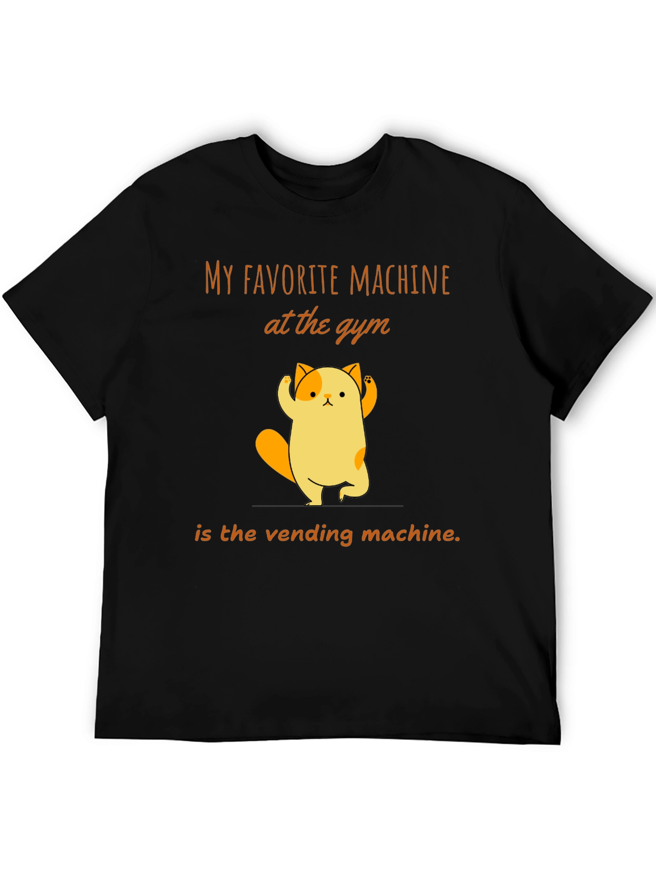 Black Gym Humor T-Shirt - Vending Machine Cat view 5