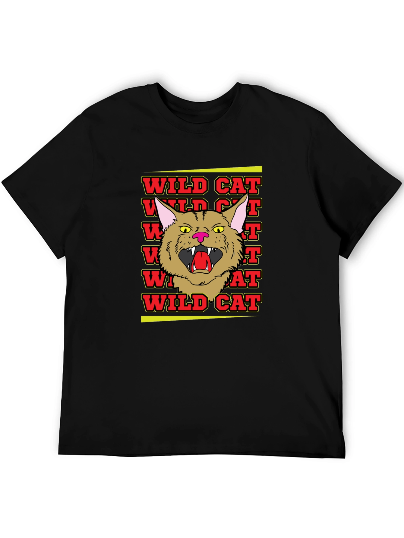 Black Wildcat Graphic Tee - Angry Cat Design view 5